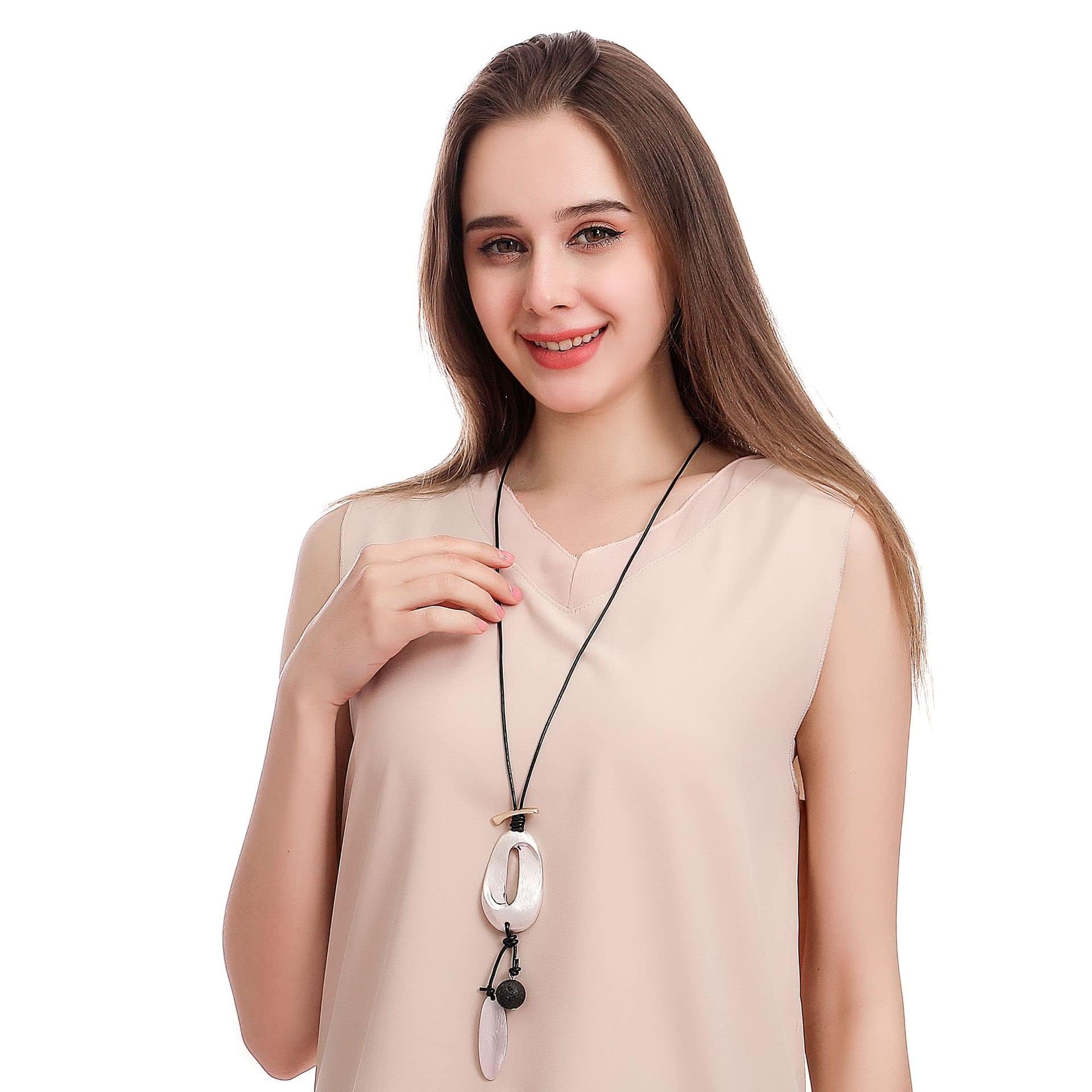 Chunky Chain Long Necklace with Silver Pendant for Women - Elegant Fashion Jewelry for Party, Date Night & Special Occasions
