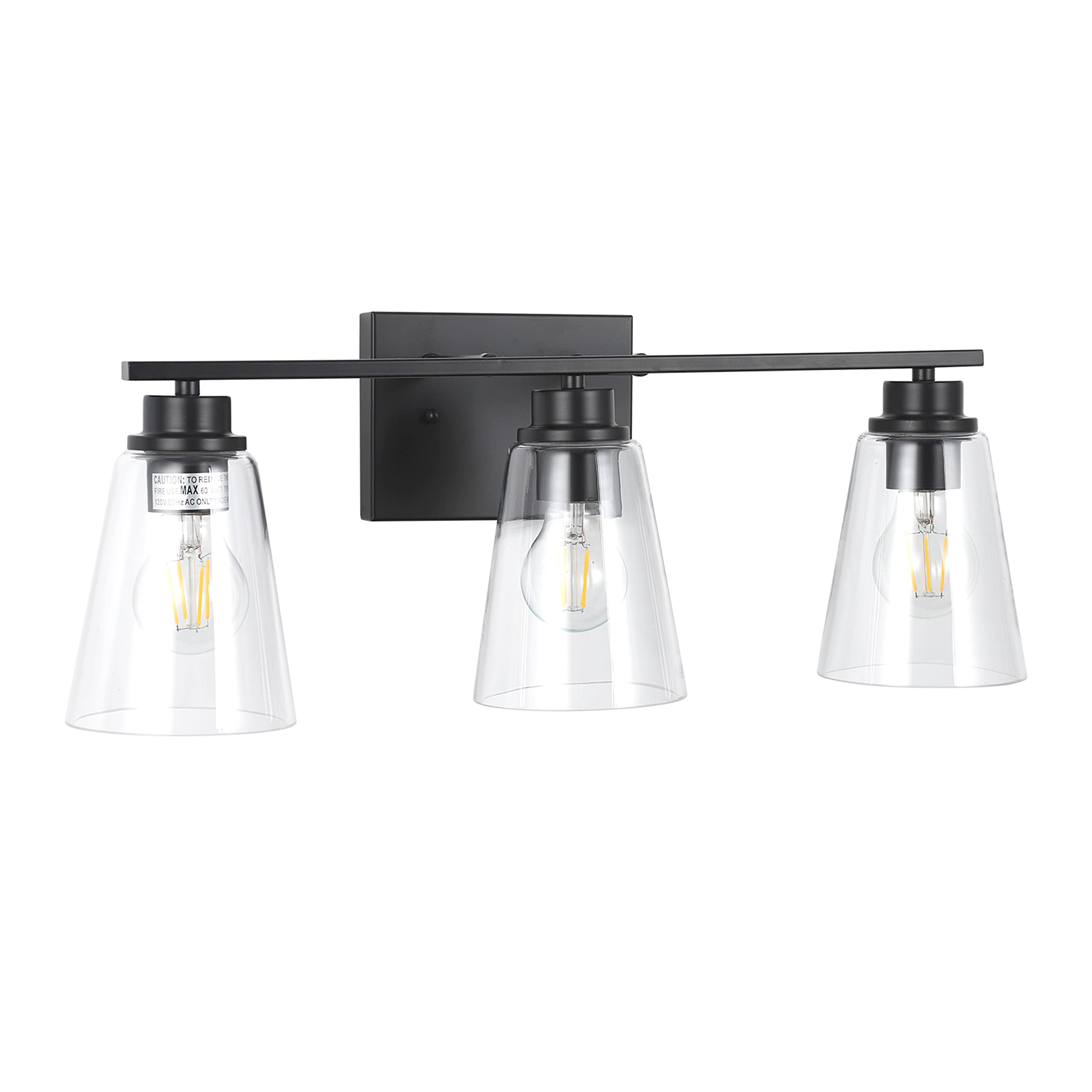 Chloe Lighting ERIAN Transitional 3-Light Matt Black Vanity Bathroom Light Fixture - 22