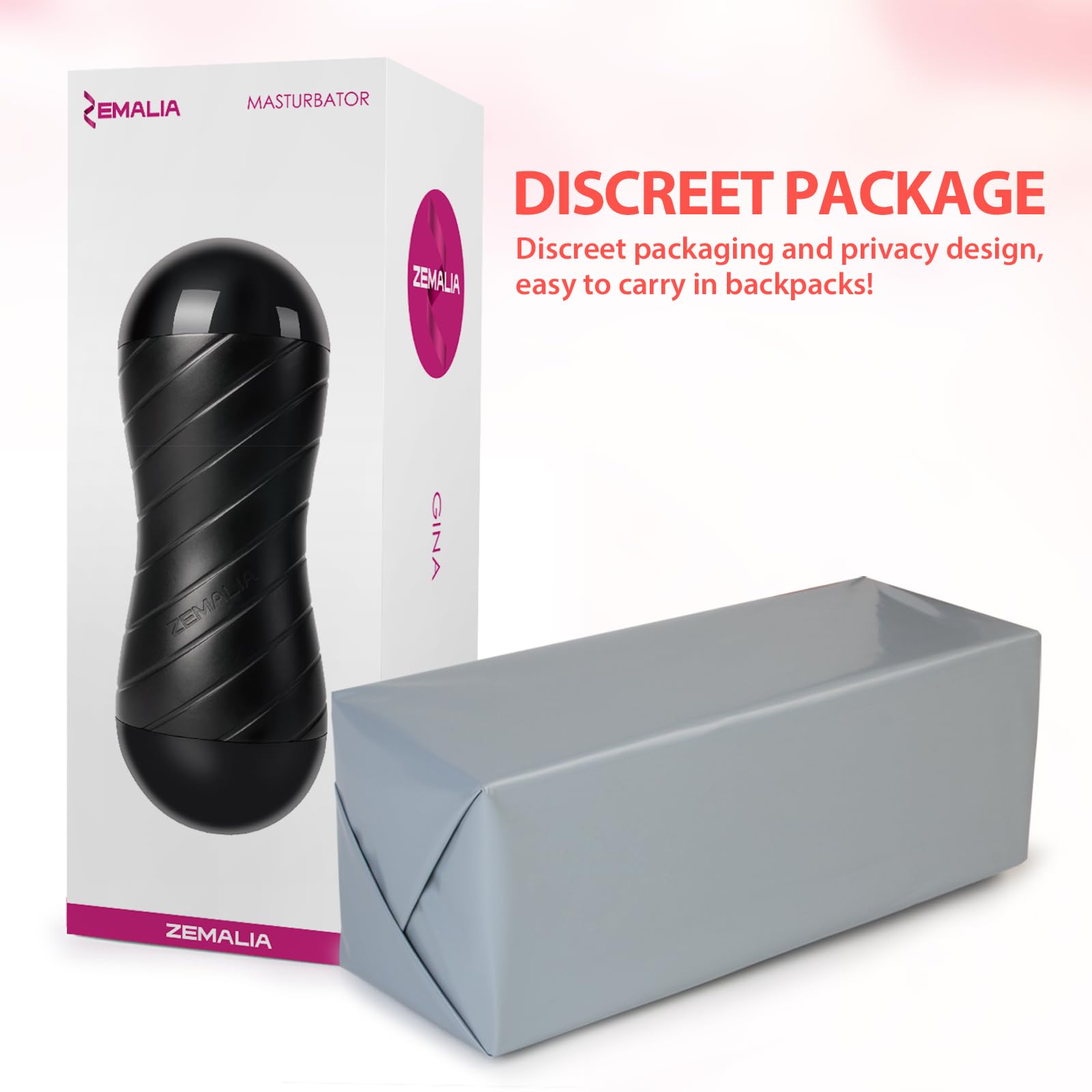 ZEMALIA Realistic Double-Sided Male Masturbator Cup - Textured Pocket Stroker Sex Toy for Men | Discreet Solo Pleasure & Couples Play