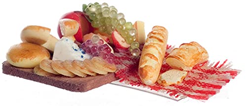Miniature Wooden Fruit, Bread & Cheese Cutting Board - Dollhouse Kitchen Accessory for DIY Miniature Food Display & Decoration