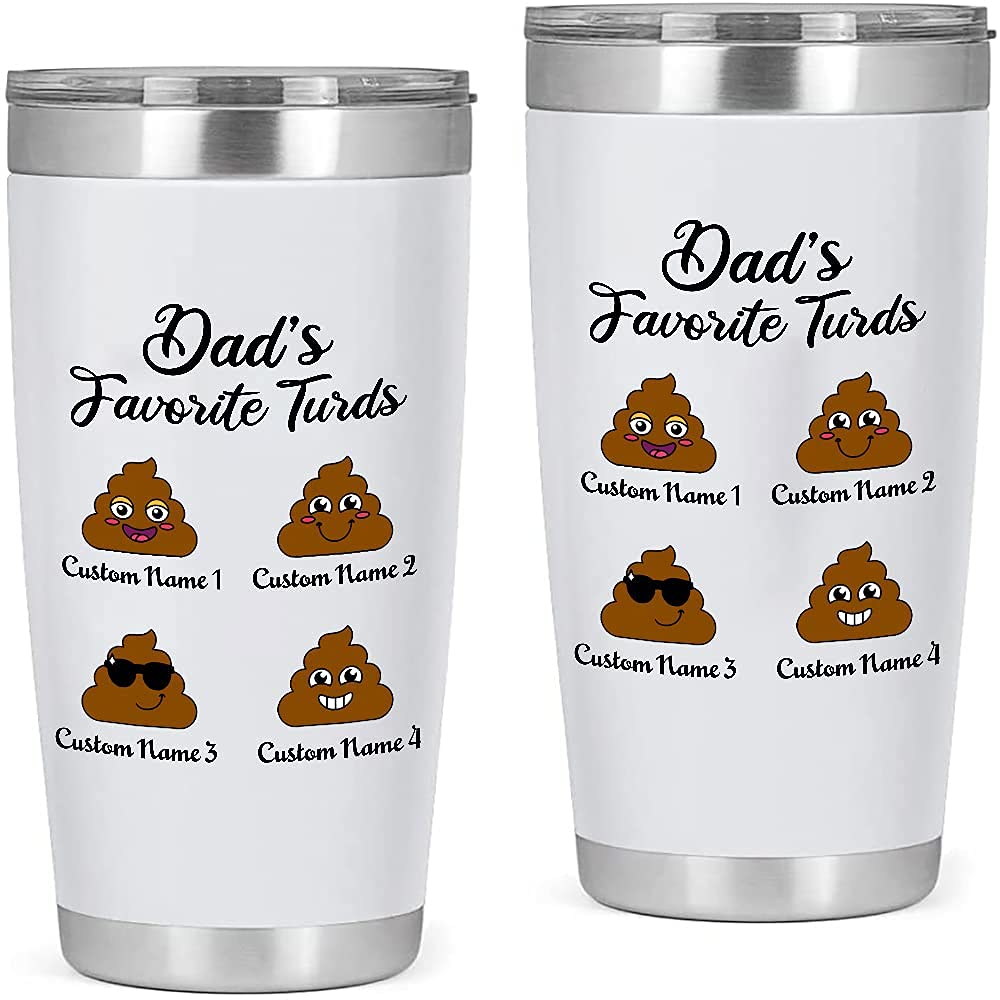 Personalized Stainless Steel Tumbler 20oz - Custom Engraved Coffee & Tea Travel Mug for Dad, Father's Day & Christmas Gifts - White Insulated Cup for Office, Gym & Outdoor Activities