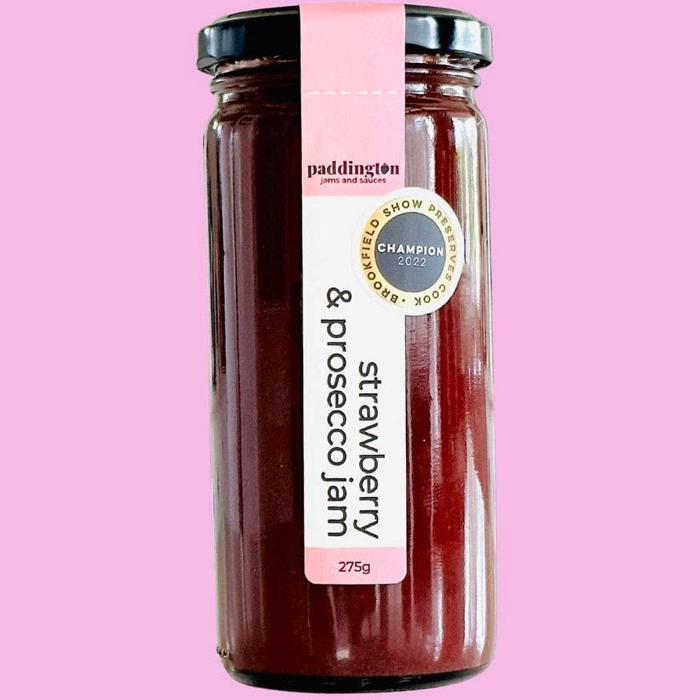 Premium Paddington Jams Strawberry & Prosecco Jam 275g - Artisan British Preserve, Perfect for Breakfast, Afternoon Tea & Gourmet Gift Giving