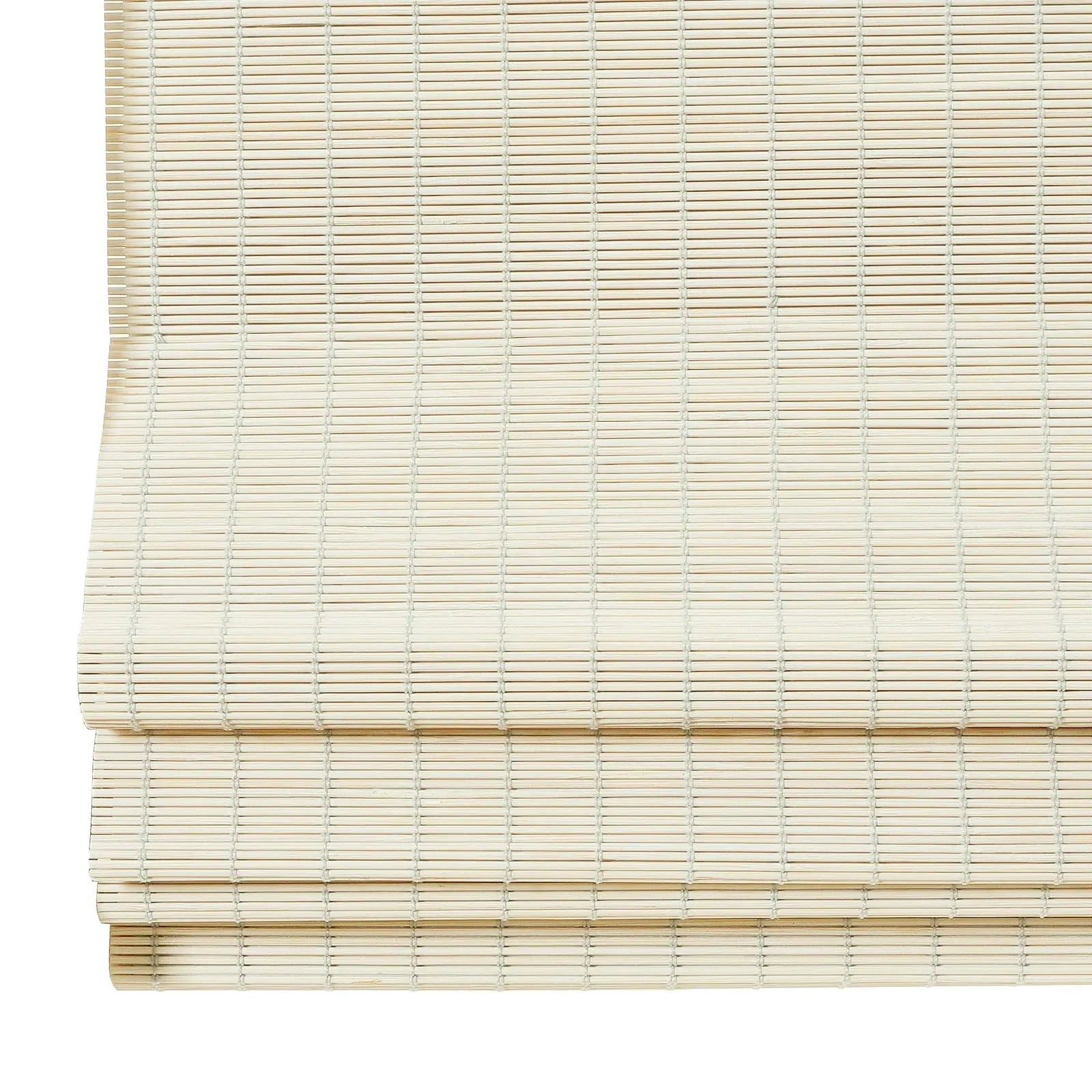 Sybil Bamboo Roman Shade - Ivory White Window Treatment for Living Room & Bedroom | Natural Light Filtering & Privacy