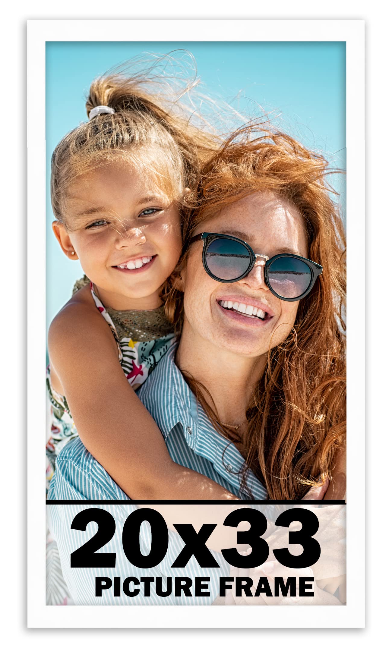 Premium White Wood Picture Frame 20x33 Inches - Perfect for Displaying Artwork, Photos, and Posters - Ideal for Home Decor, Office, and Gallery Wall Displays