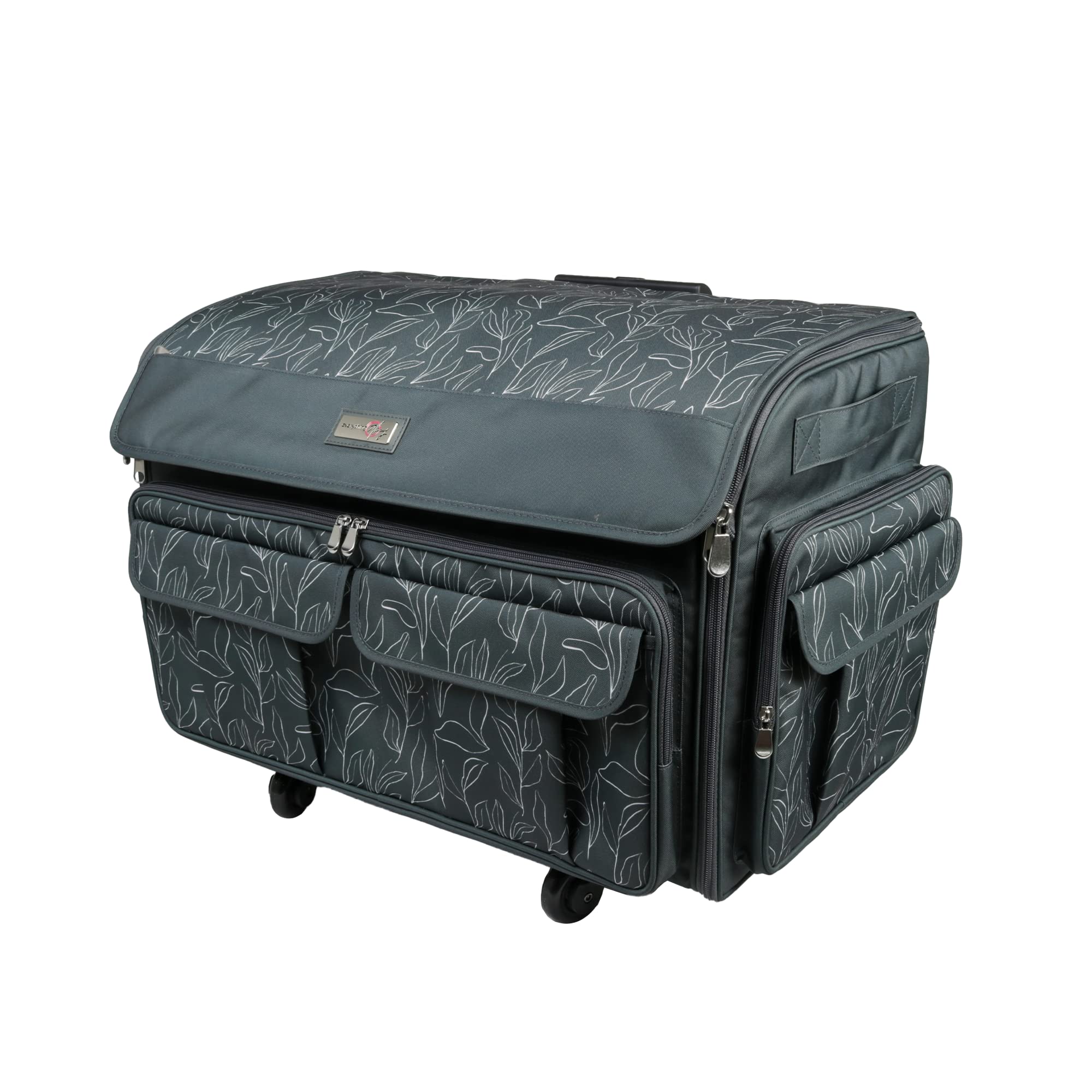 Everything Mary XXL Rolling Sewing Tote Bag - Black Floral Design for Brother & Singer Sewing Machines - Large Universal Travel Storage Case with Wheels - Perfect for Crafting, Quilting & Sewing Classes