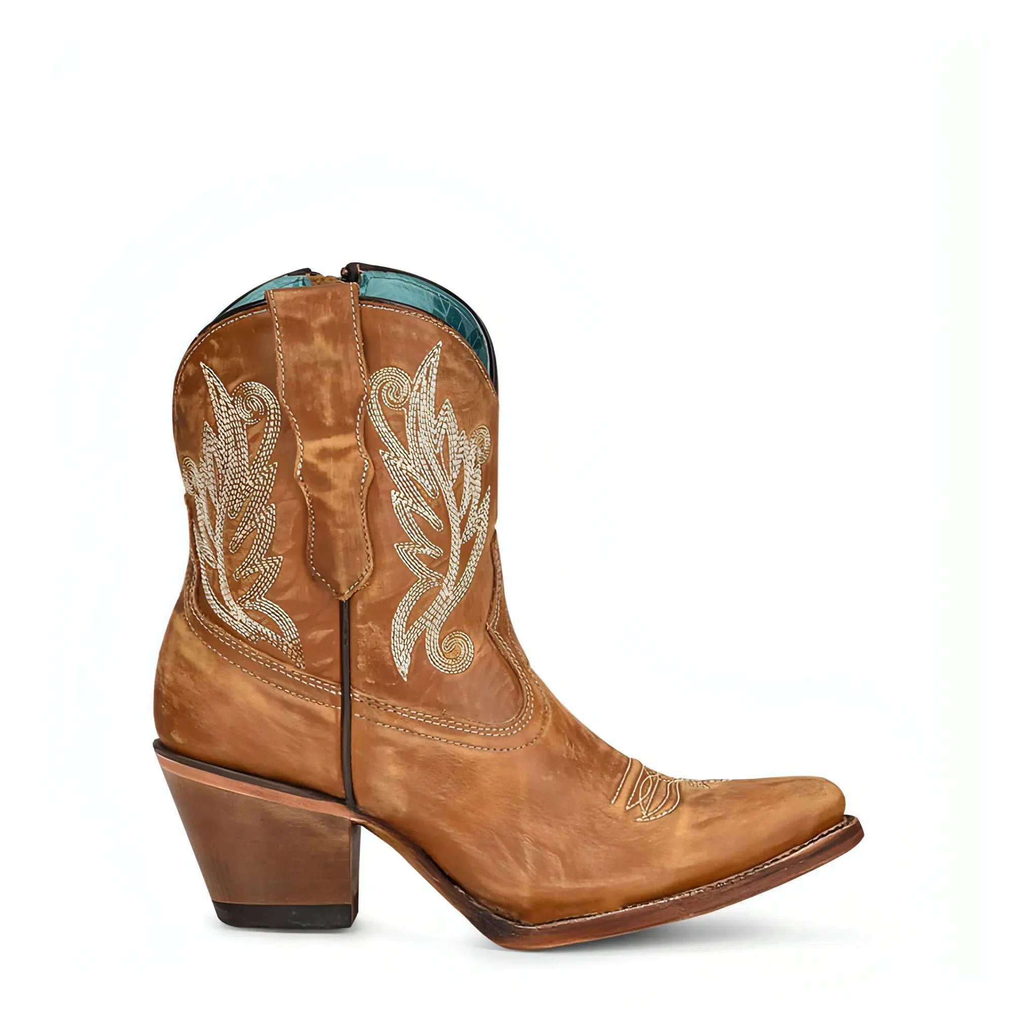 A4218 Women's Brown Western Cowgirl Cowhide Leather Ankle Boots - Stylish & Comfortable for Riding, Country Dancing & Everyday Wear
