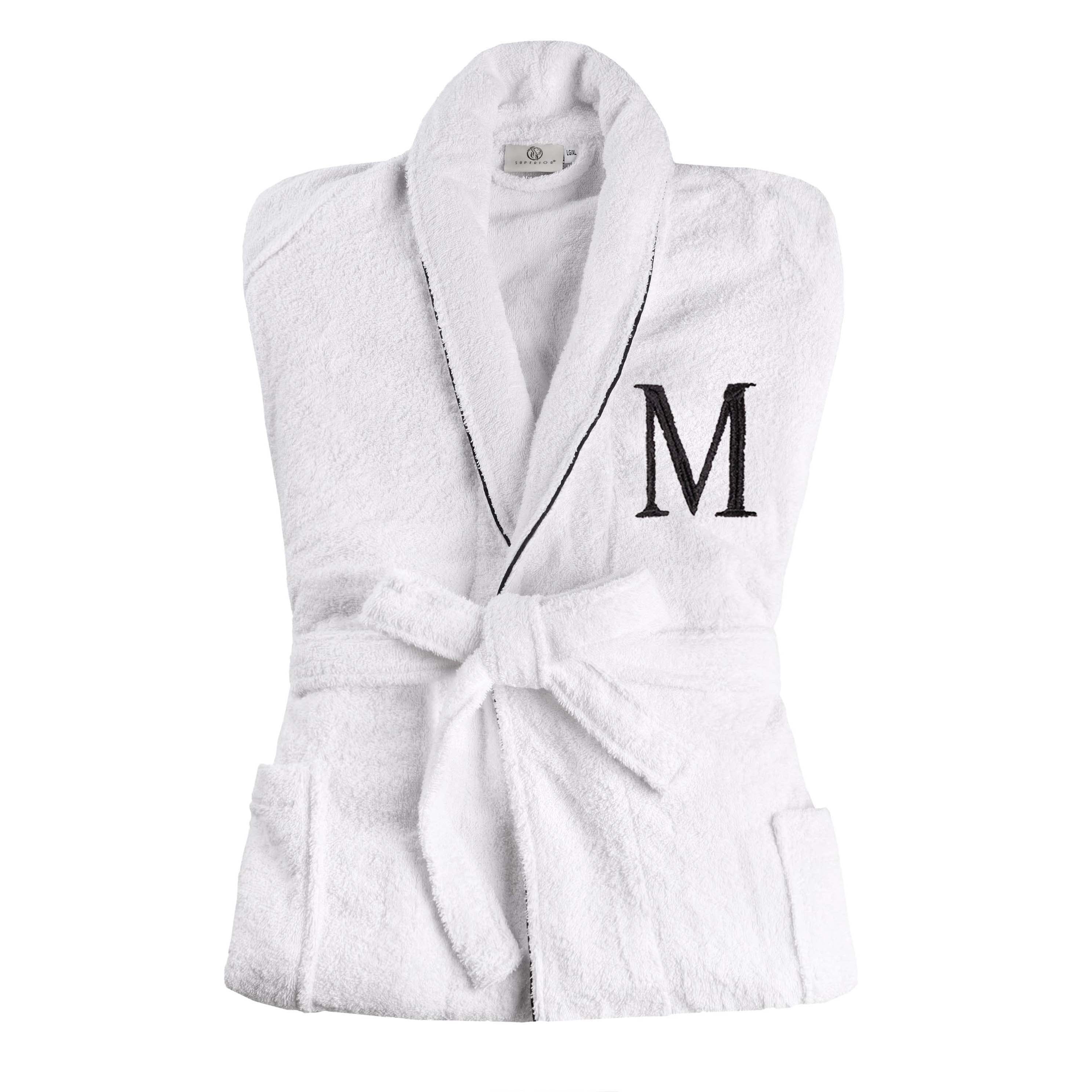 Premium Cotton Unisex Bathrobe for Adults - Soft, Fluffy & Highly Absorbent - White Embroidered Spa Robe for Relaxation, Hotels & Home Comfort