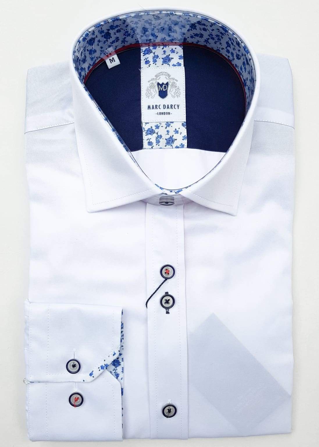 Marc Darcy Alfie White Long Sleeve Shirt for Men | Premium Cotton Formal Dress Shirt | Office Wear & Business Attire | Wedding & Special Occasion Outfit