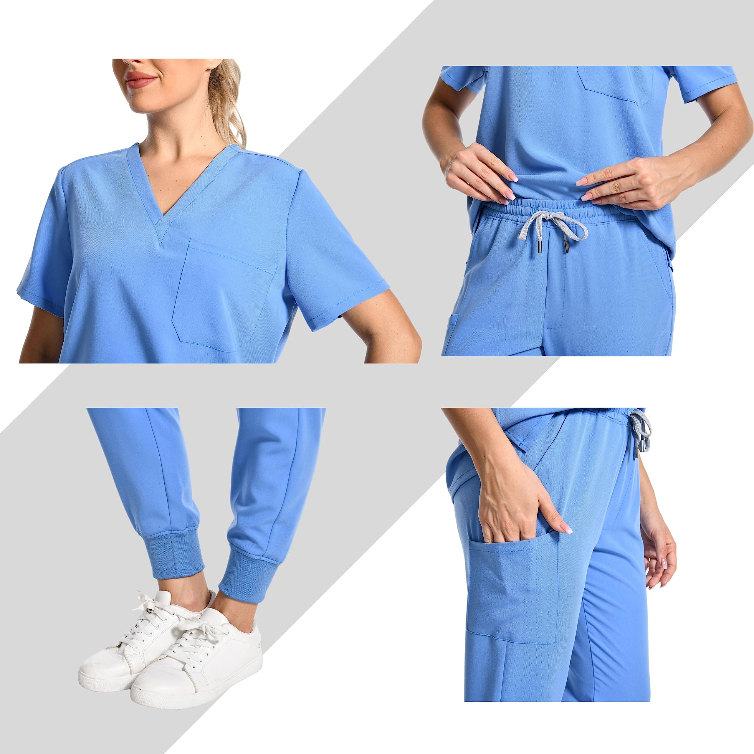 Women's Nurse Uniform Set - Classic V-Neck Scrub Top & Comfortable Jogger Scrub Pants | Medical Scrubs for Healthcare Professionals | Perfect for Hospitals, Clinics & Nursing Shifts