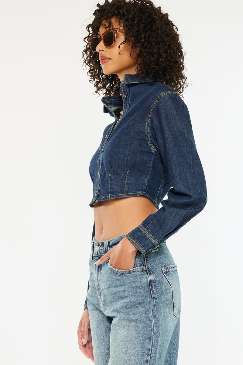 Miriam Cropped Button Up Shirt for Women - Stylish Casual & Office Blouse - Perfect for Work, Date Night & Summer Outfits