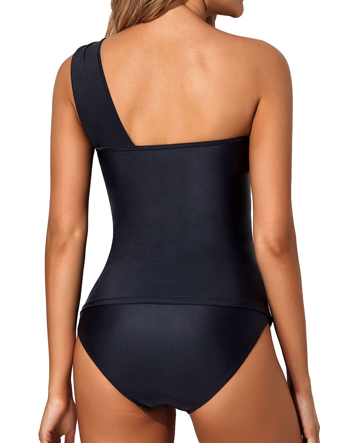 Women's One Shoulder Tankini Swimsuits - Stylish Two Piece Bathing Suit with Matching Bottom | Perfect for Beach Vacations, Pool Parties & Summer Getaways