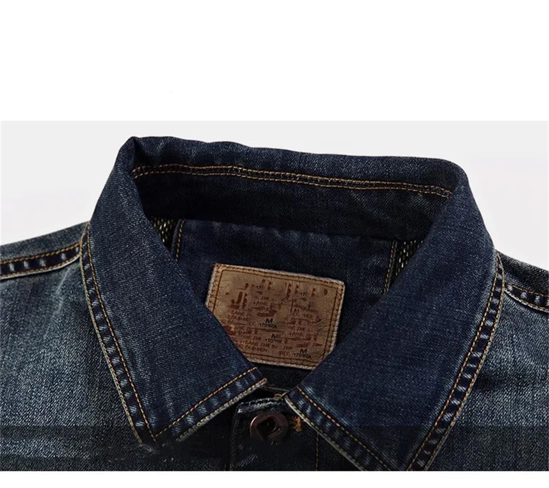 **Men's Distressed Ripped Slim Fit Denim Jacket – Plus Size Spring Trucker Bomber Coat for Casual & Streetwear Outfits**