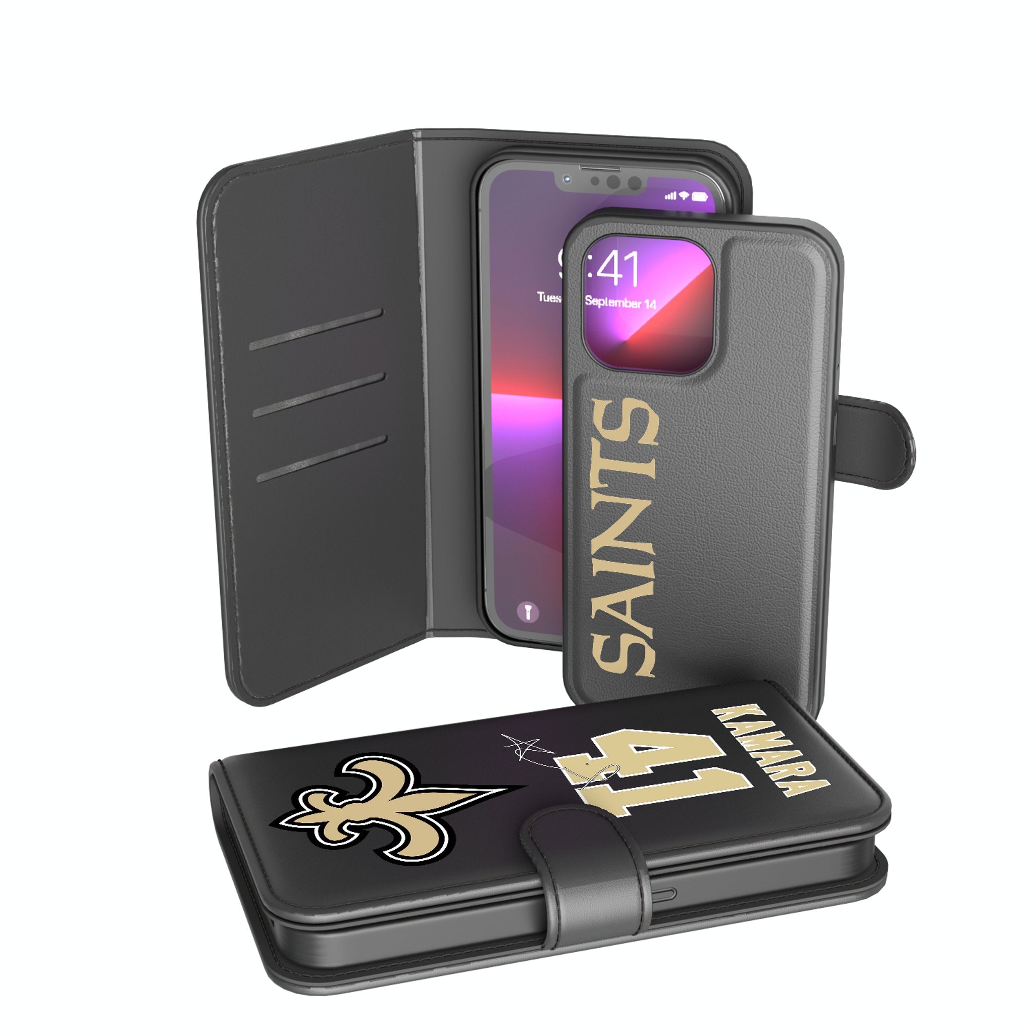 Alvin Kamara New Orleans Saints 41 NFL Wallet Phone Case for iPhone & Samsung - Perfect for Game Day & Saints Fans