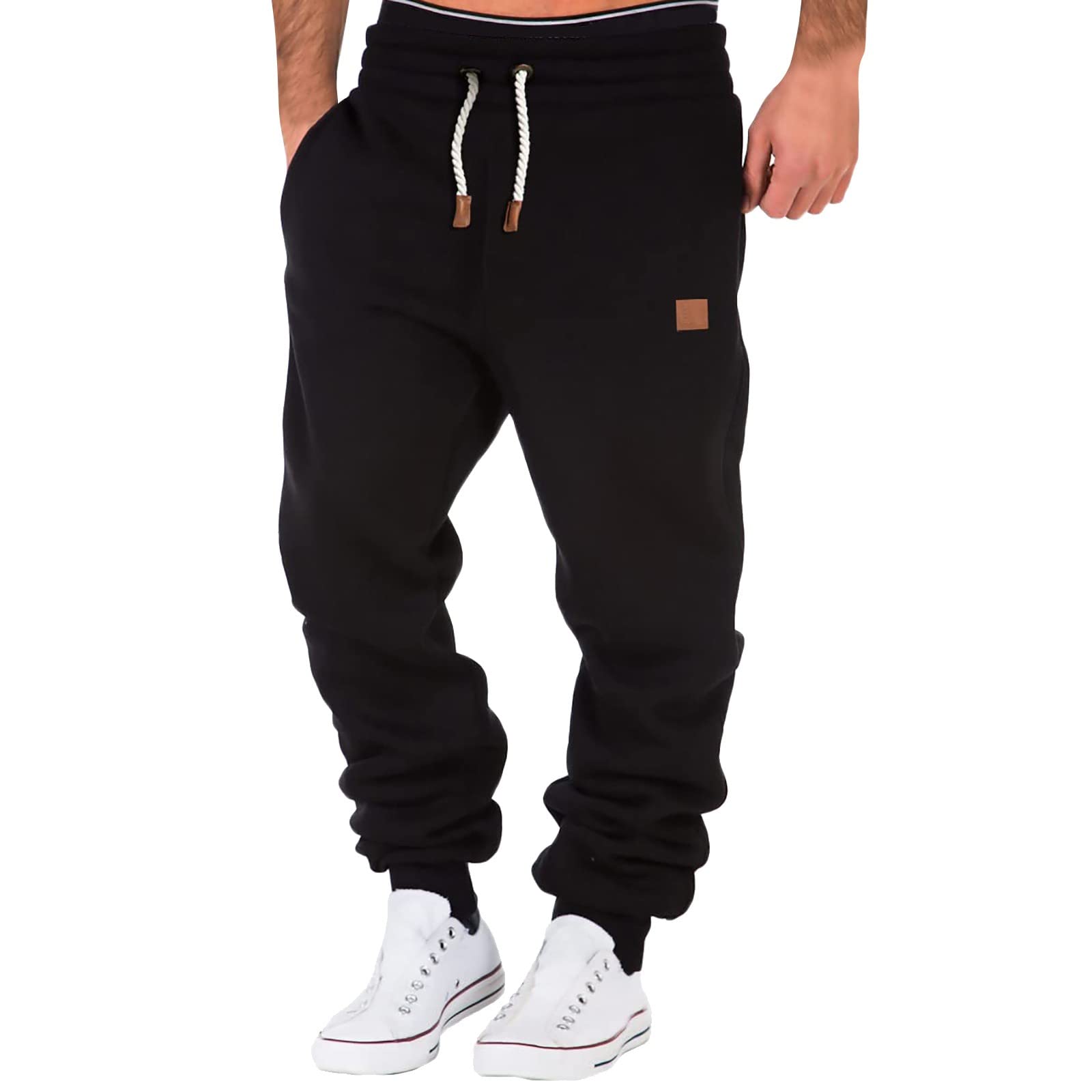 Men's Linen Nylon Drawstring Pants - Stretchy Comfortable Baggy Track Pants for Casual Wear, Lounge & Workout | Breathable Lightweight Trousers for Running, Yoga & Home Relaxation