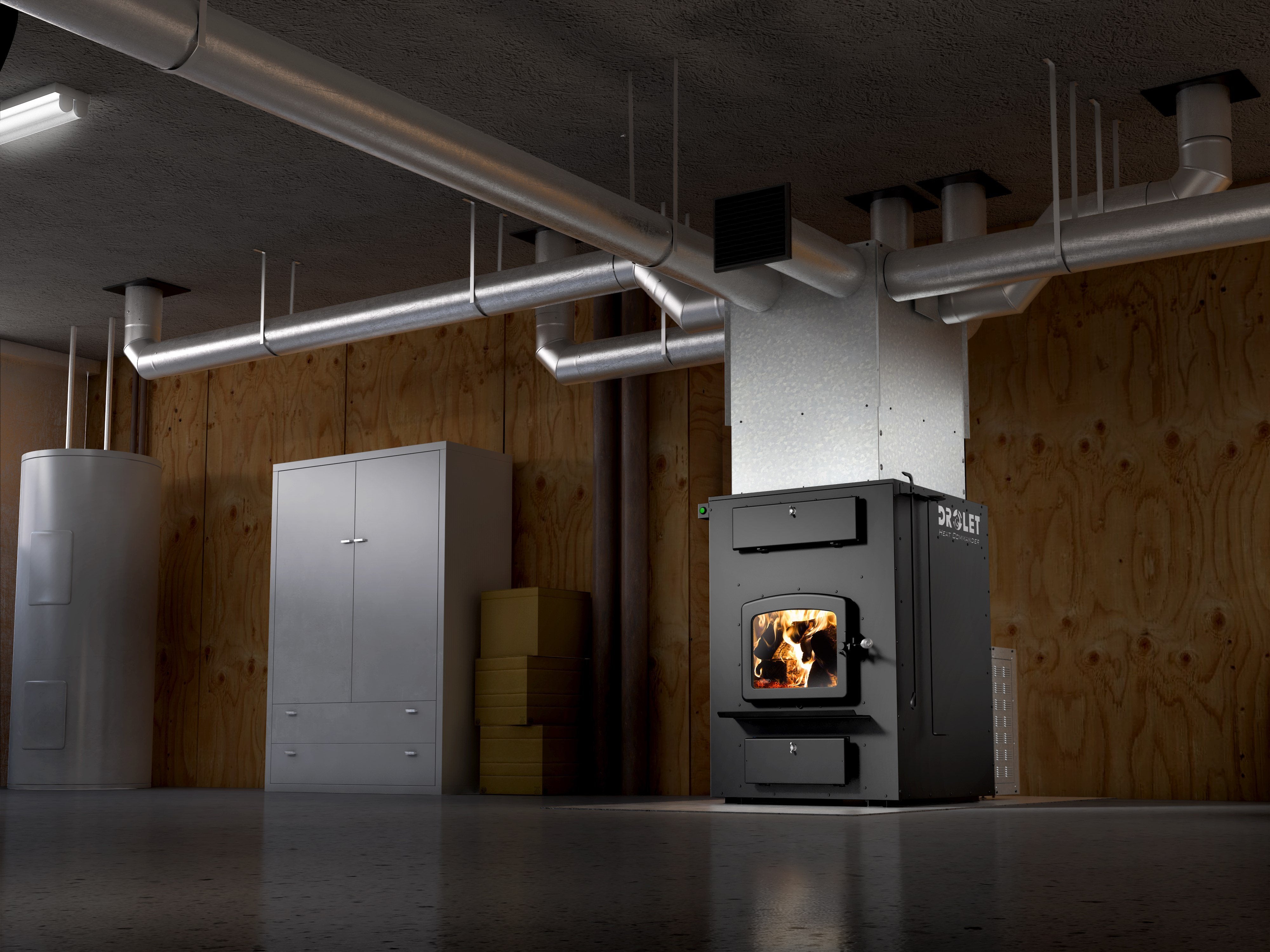 Drolet DF02003 Heat Commander 2,500 Sq. Ft. EPA-Certified Wood Burning Furnace - Efficient Home Heating for Basements, Garages & Workshops