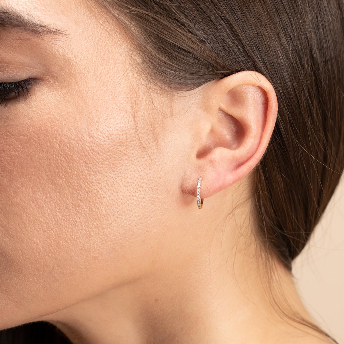 14K Yellow Gold Classic Diamond Hoop Earrings for Women - Timeless Elegance for Everyday Wear, Parties & Special Occasions