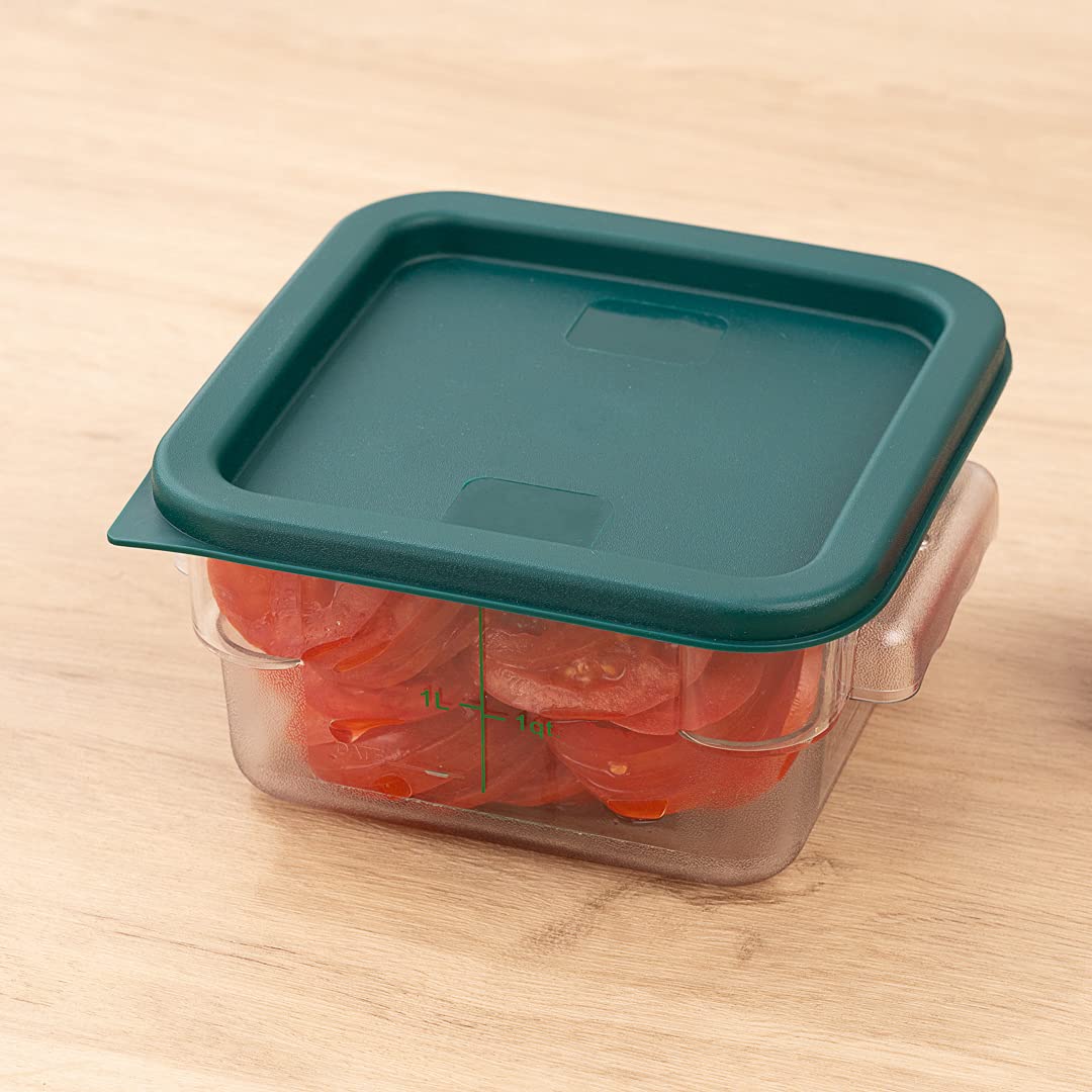 Met Lux 10-Pack Square Food Storage Container Lids - Green Plastic, Dishwasher & Freezer Safe - Replacement Lids for Marinating & Meal Prep Containers (Containers Sold Separately) - Ideal for Restaurant, Catering & Home Kitchen Organization