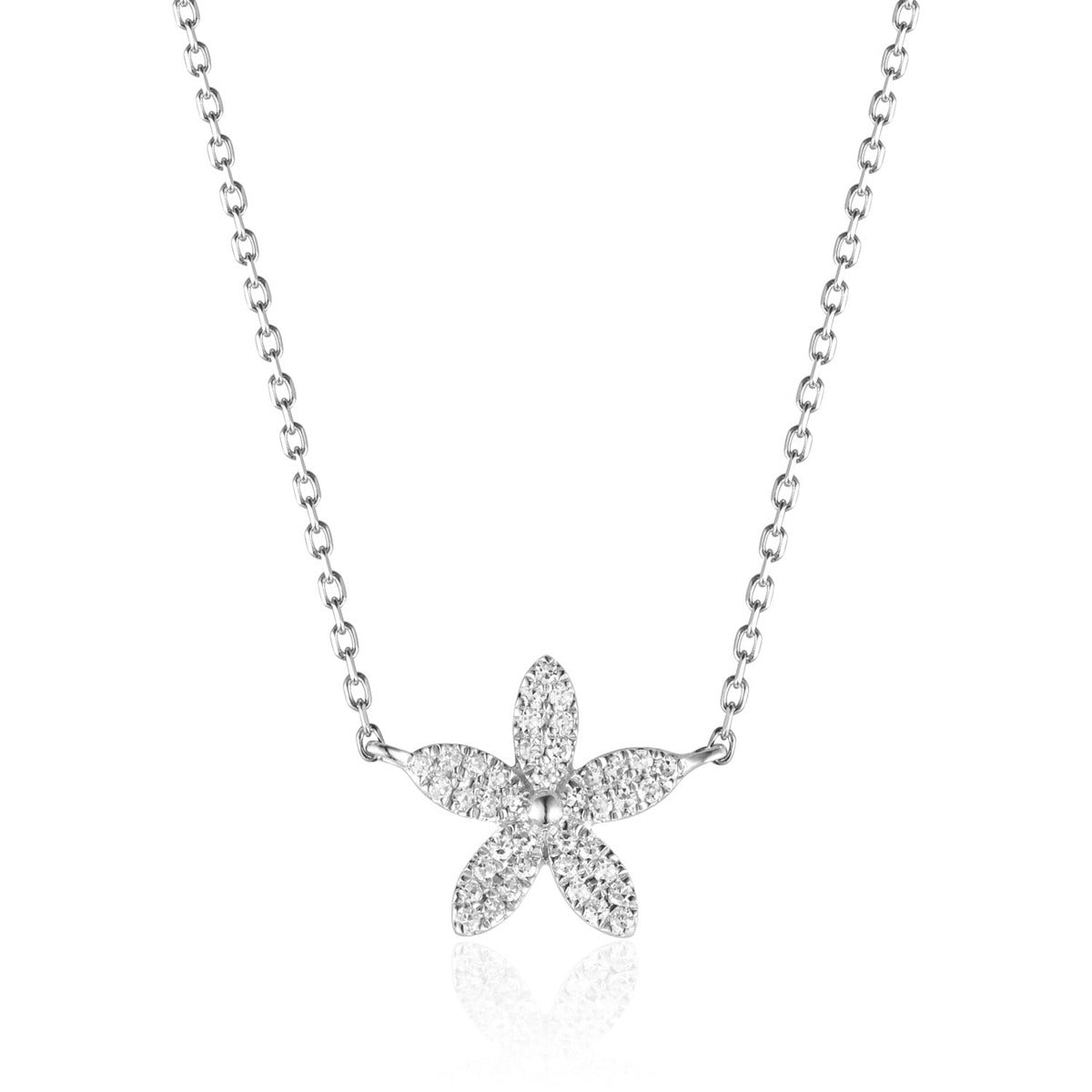14K Gold Diamond Flower Necklace for Women - Elegant Floral Pendant Jewelry for Gifts, Anniversaries & Special Occasions