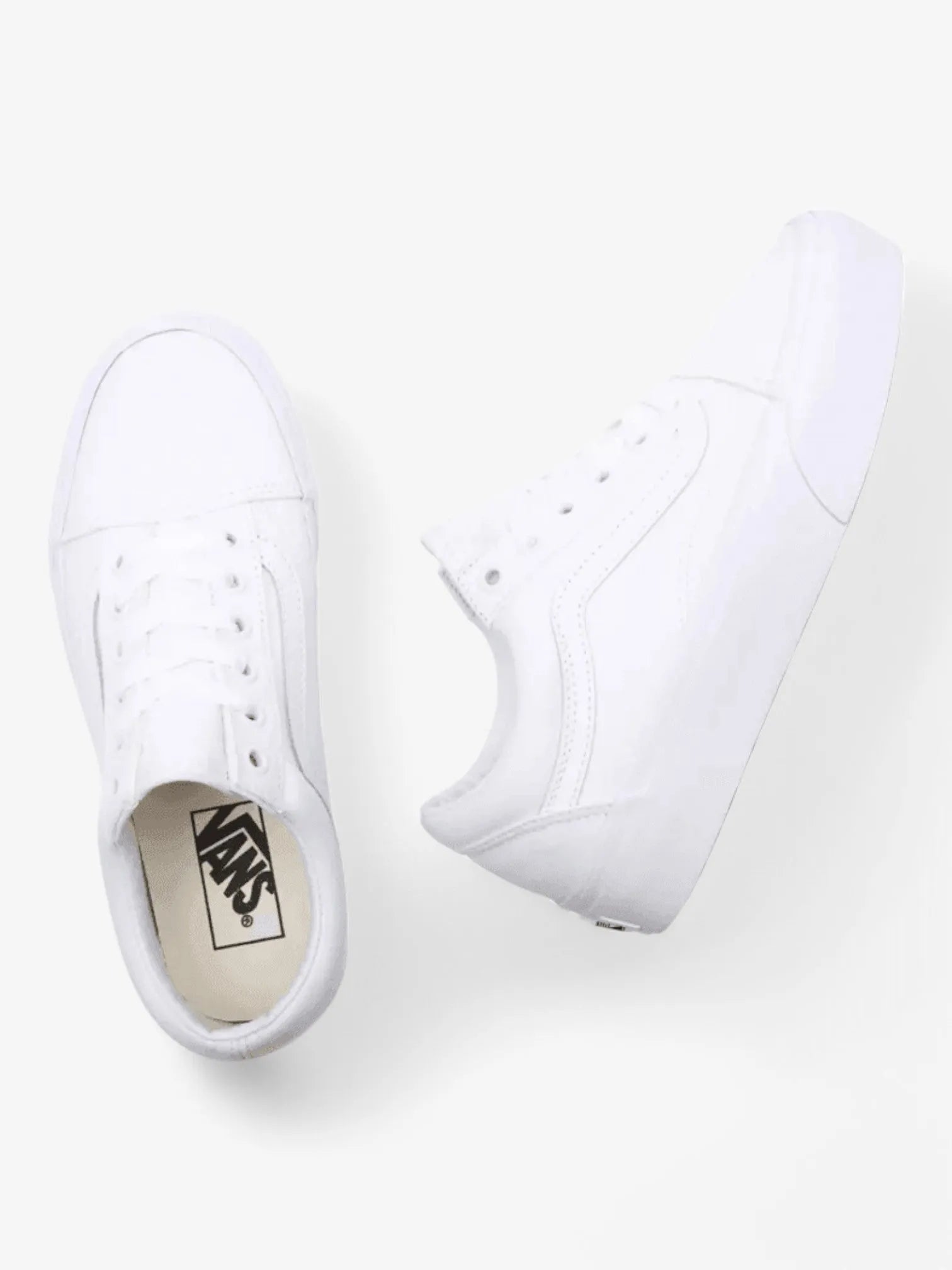 Vans Old Skool Platform Sneakers in White - Classic Skate Shoes for Men & Women | Perfect for Streetwear, Skateboarding & Casual Outfits