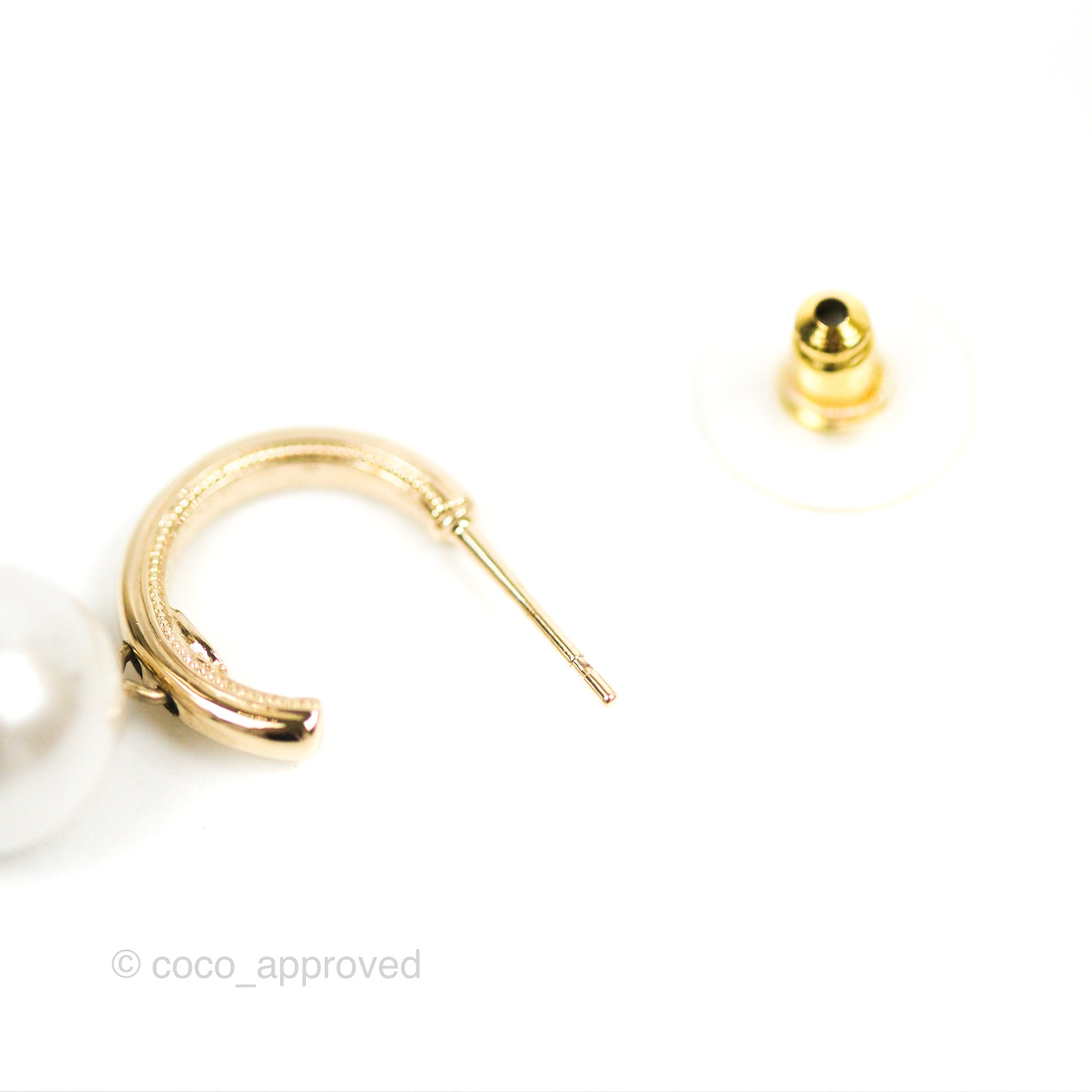 Chanel CC Crystal Pearl Drop Hoop Earrings - Gold Tone Luxury Jewelry for Women | Perfect for Parties, Weddings & Special Occasions
