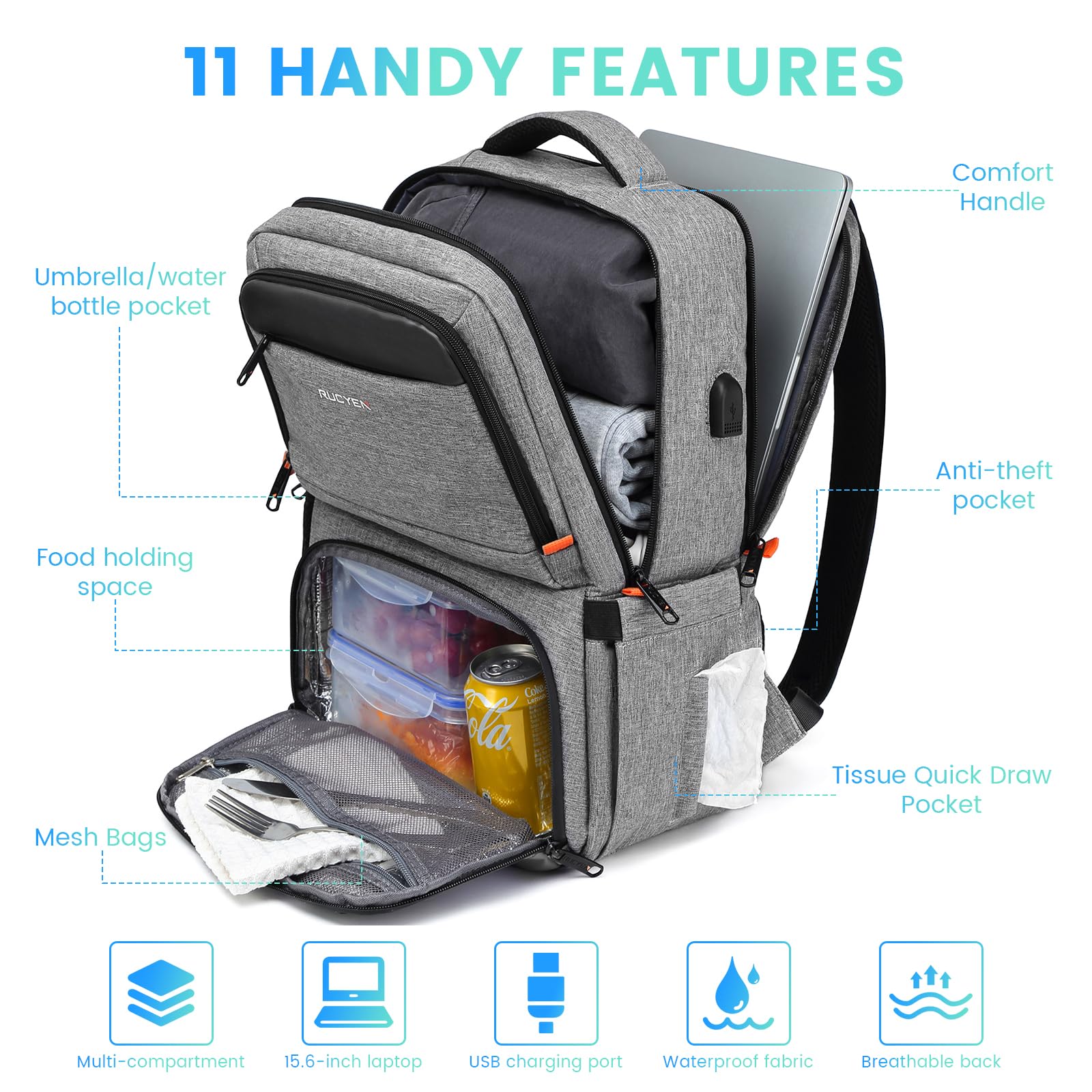 Insulated Cooler Backpack for Men & Women - 15.6