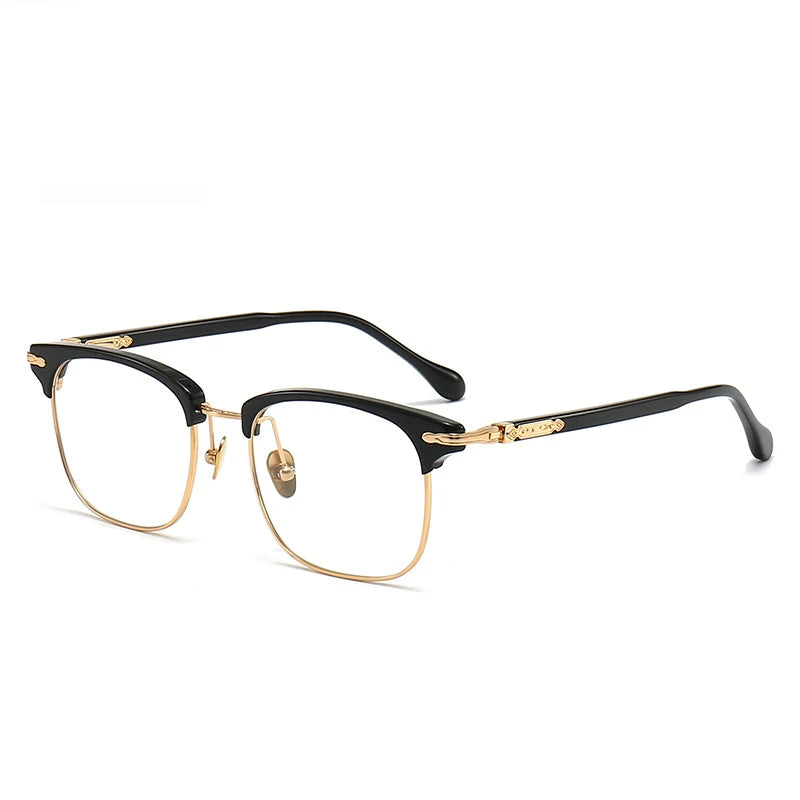 Stylish Unisex Black Titanium Acetate Square Full Rim Eyeglasses M2049 - Perfect for Work, Reading & Fashion Accessories
