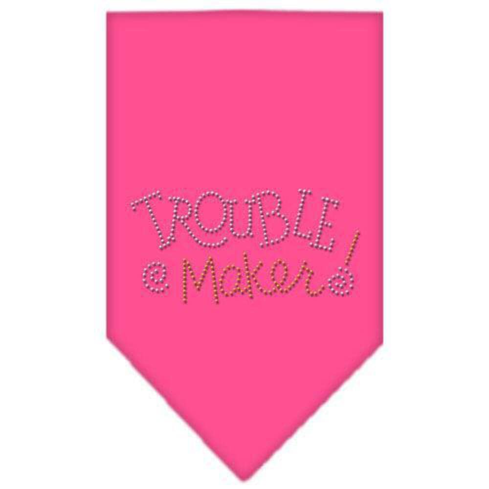 Sparkling Rhinestone Dog Bandana - 'Trouble Maker' Light Pink Large Pet Bandana for Small & Medium Dogs | Perfect for Pet Parties, Photo Shoots & Daily Walks