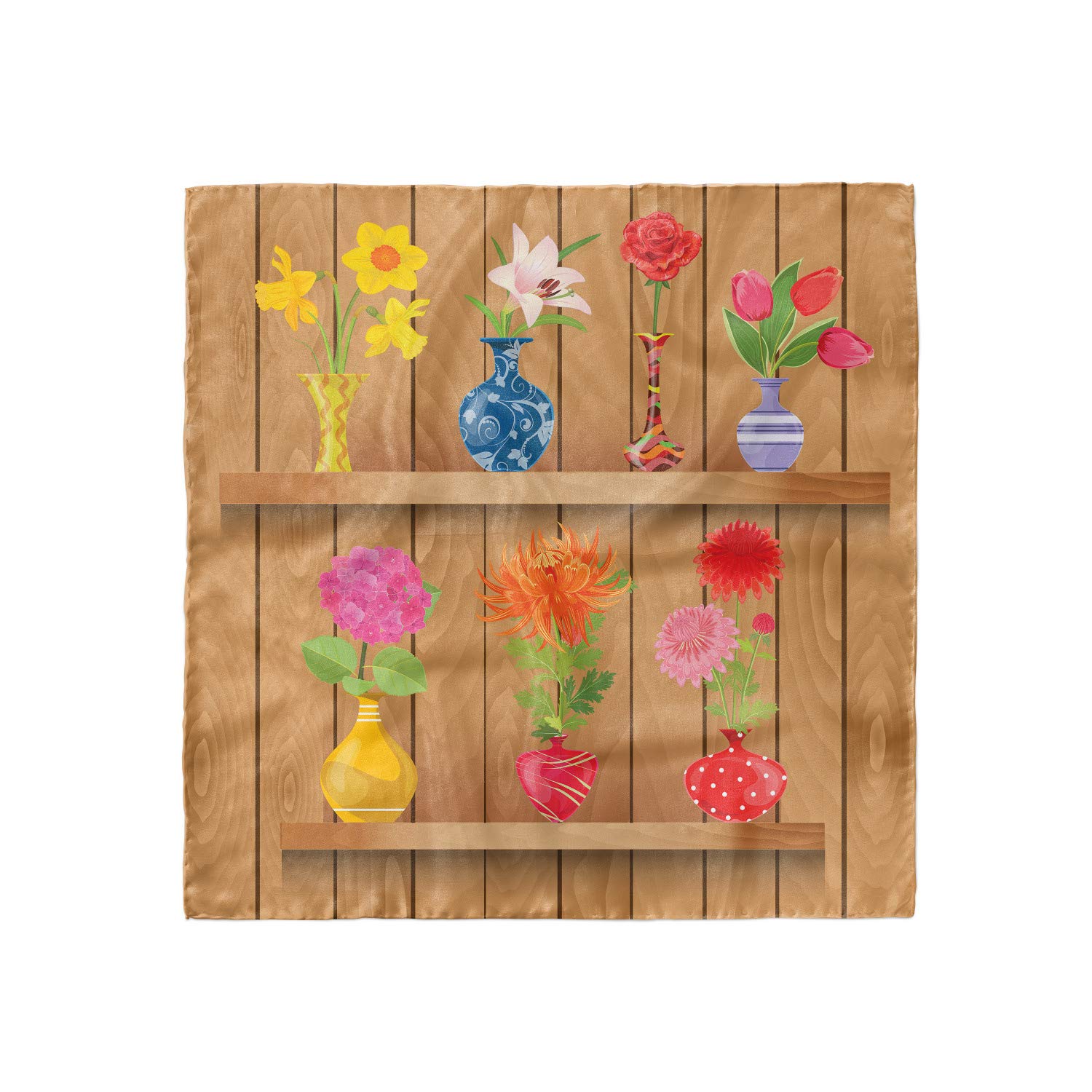 Ambesonne Floral Head Scarf - Cartoon Flowers in Vase Hair Wrap for Women | Boho Chic Hair Accessory for Beach, Yoga & Summer Outfits