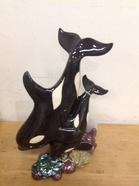 14 Ceramic Dolphins - Handmade Decorative Figurines for Home, Office & Garden - Perfect for Shelf Decor, Gift Giving & Feng Shui Arrangement