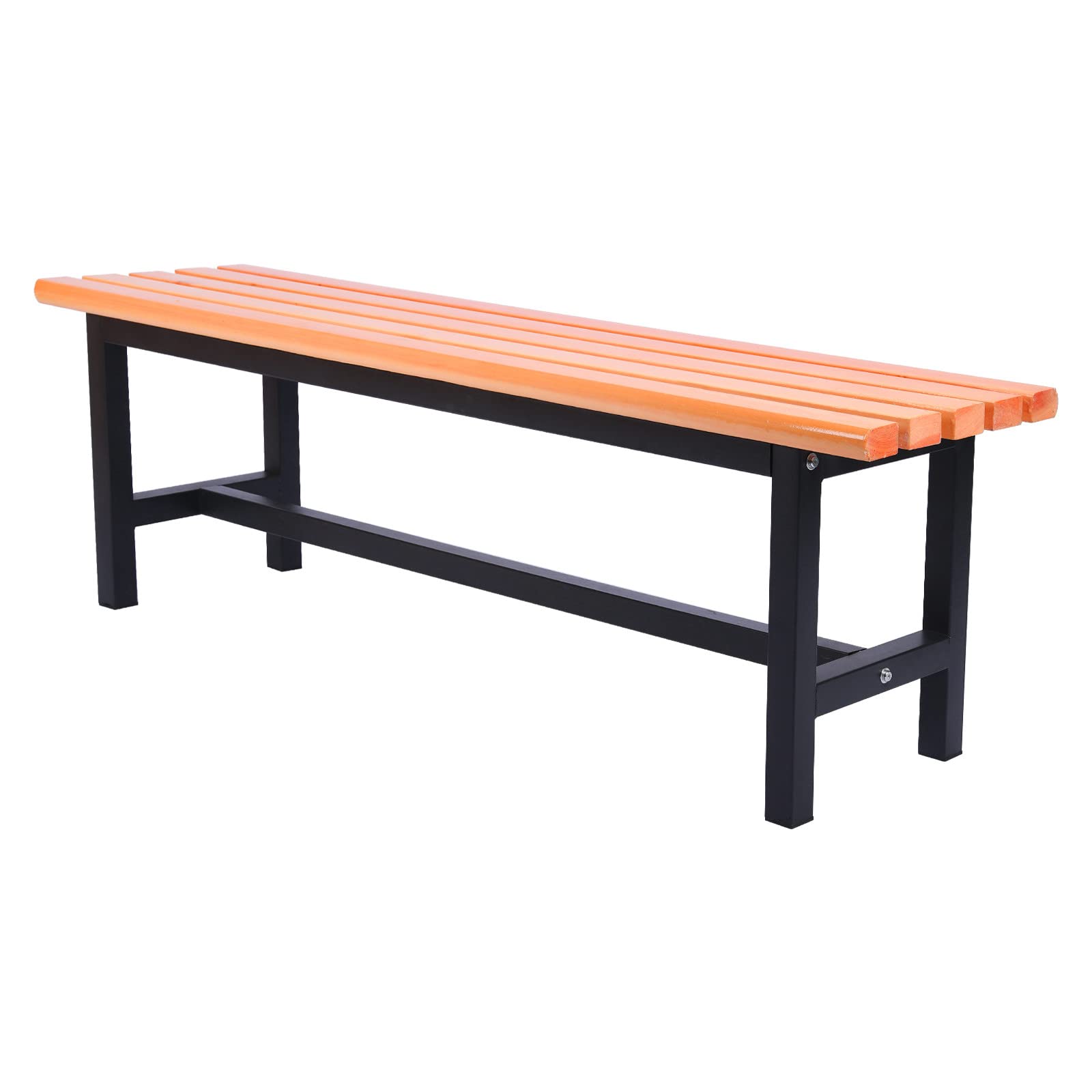 KiKiss Outdoor Wood Bench with Black Iron Legs - Rust-Resistant, Contemporary Yellow Patio Furniture - Perfect for Garden, Backyard, Deck & Poolside Seating
