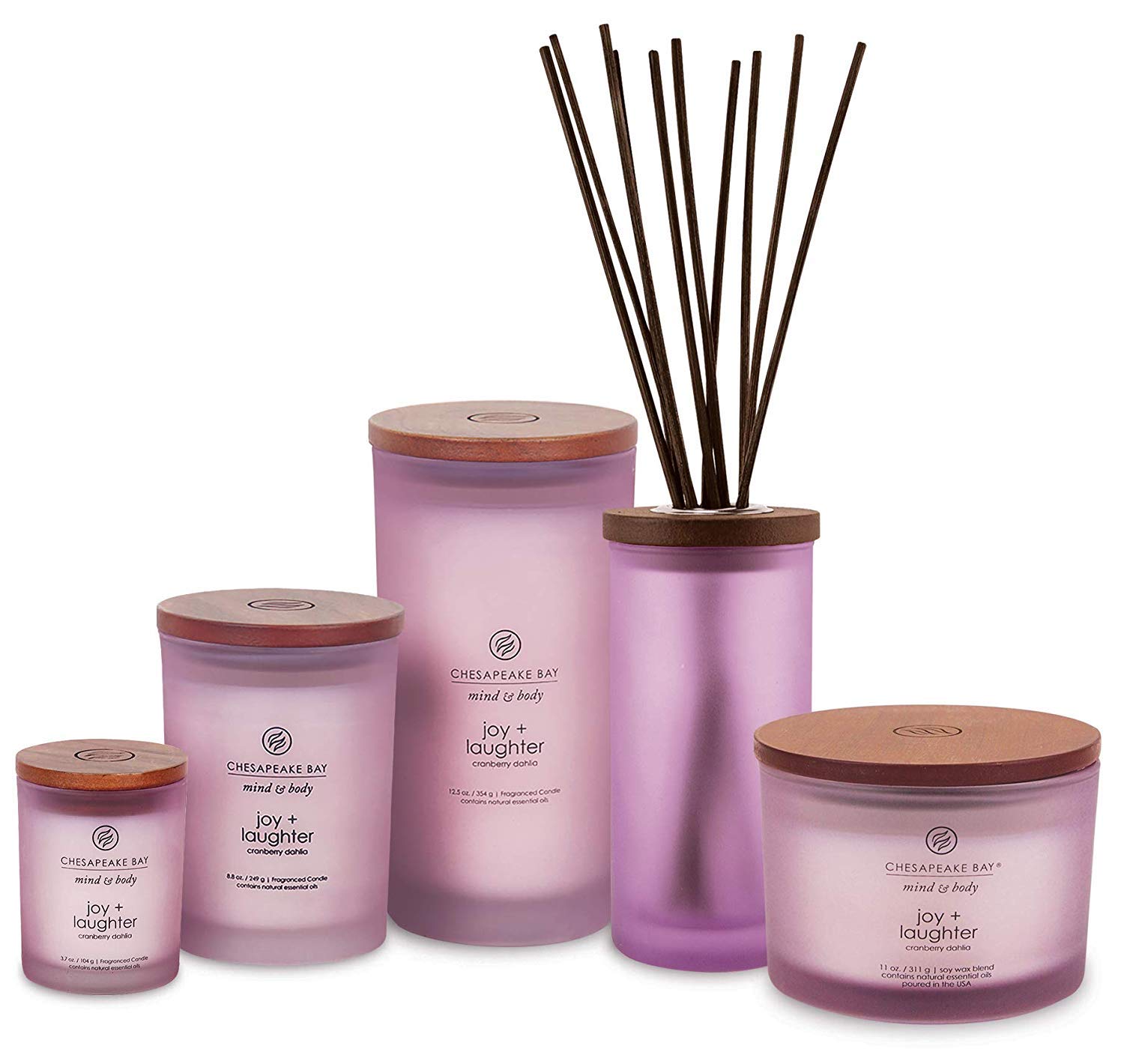 Chesapeake Bay Candle Joy & Laughter Scented Candles - Cranberry Dahlia 2-Pack, Long-Lasting Home Decor for Relaxation, Aromatherapy & Cozy Ambiance