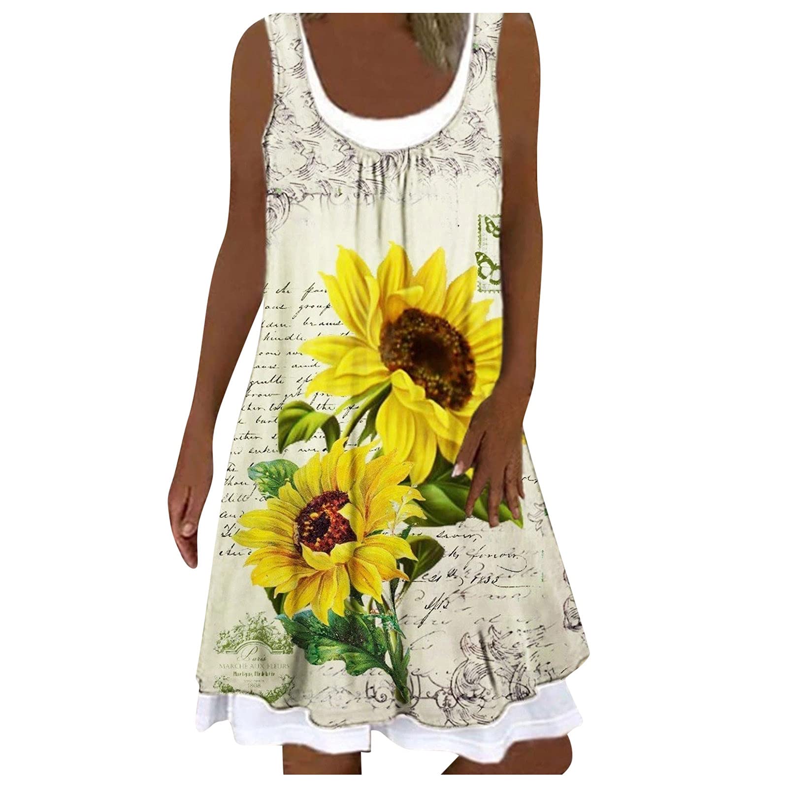 Sexy Sleeveless Printed Two-Piece Summer Beach Dress for Women - Casual Fake Dress Shorts Set - Perfect for Vacation, Pool Party & Tropical Getaways