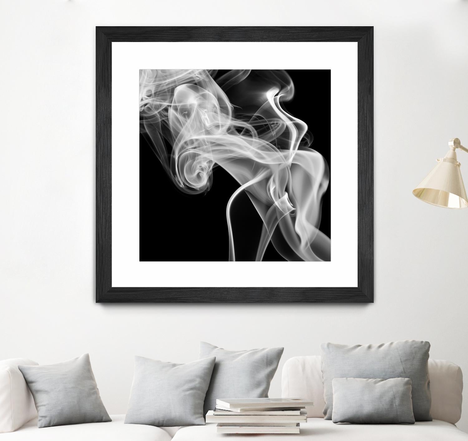 Black Smoke Abstract Square Wall Art - Modern Canvas Painting for Home & Office Decor | Perfect for Living Room, Bedroom, or Workspace