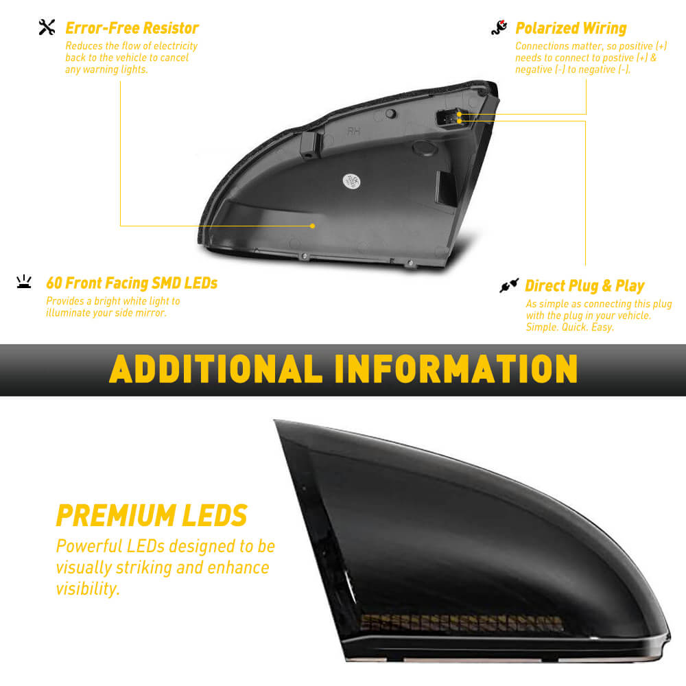 Sequential LED Side Mirror Turn Signal & Puddle Light for Dodge RAM 1500/2500/3500 (2009-2018) | Enhanced Safety & Style | Perfect for Night Driving & Off-Road Adventures