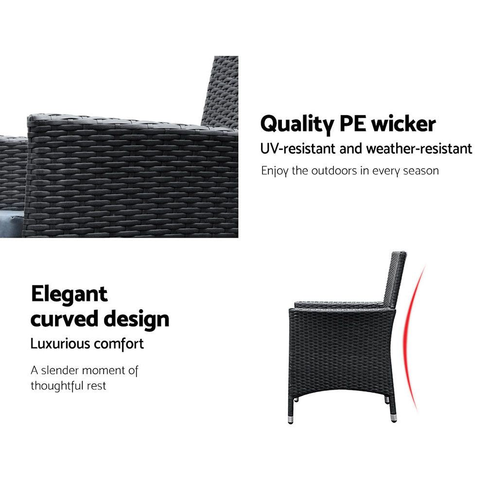 Gardeon 9-Piece Outdoor Dining Set in Black - Perfect for Patio, Garden & Backyard Entertaining