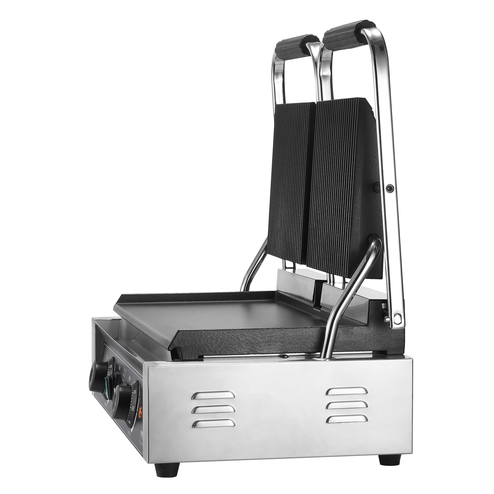 VEVOR 3600W Commercial Electric Panini Grill Press, Stainless Steel Double Sandwich Maker with Temperature Control & 19