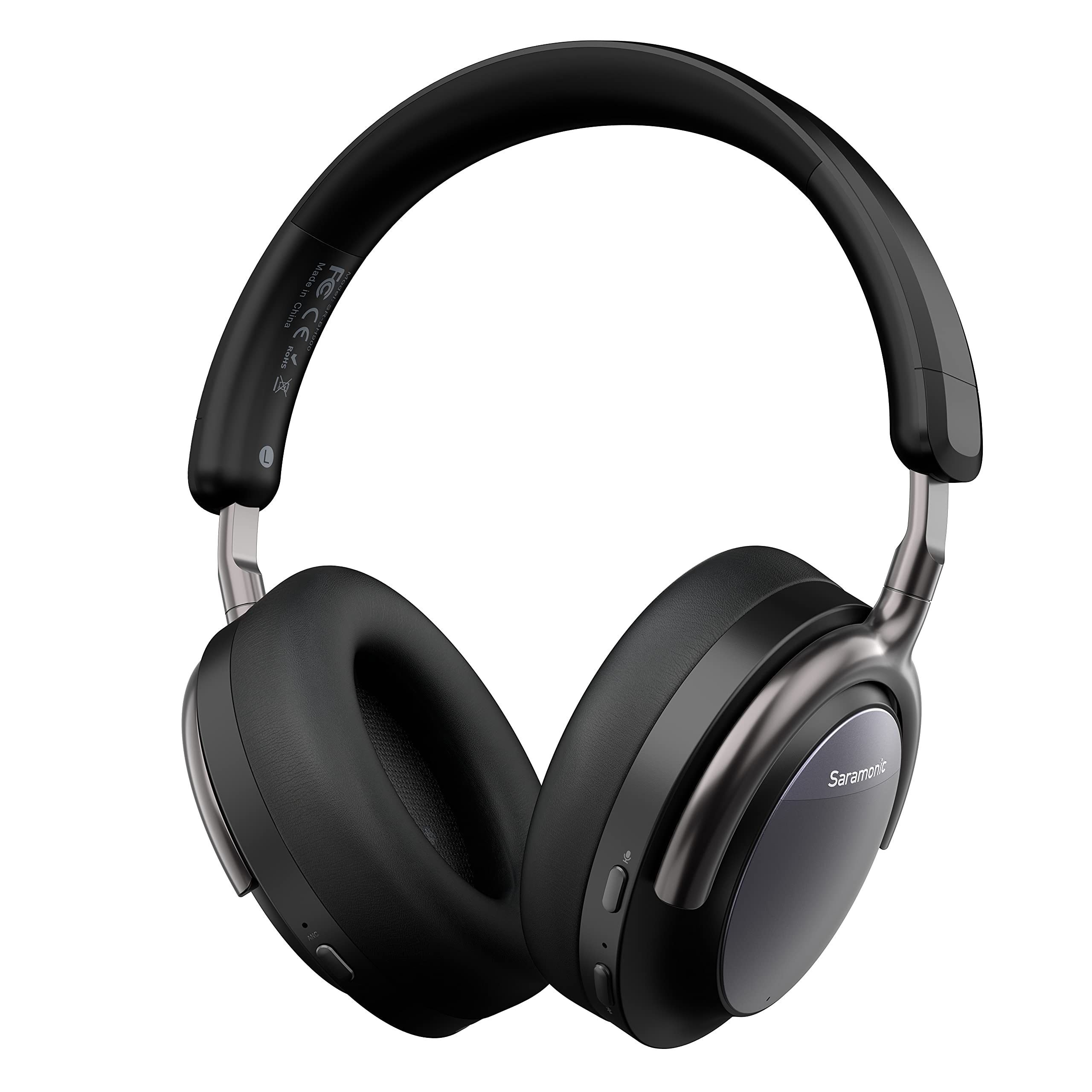 Saramonic SR-BH900 Wireless Bluetooth 5.0 Over-Ear Headphones with Active Noise Cancelling (ANC), 40mm Drivers & Leather Earpads - Perfect for Travel, Office Work & Music Listening (Black)