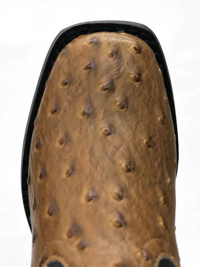 Roper 1526TA Kids Cowboy Boots - Western Square Toe Ostrich Leather Boots for Boys & Girls in Tan/Navy - Perfect for Rodeo, Horse Riding & Country Style Outfits
