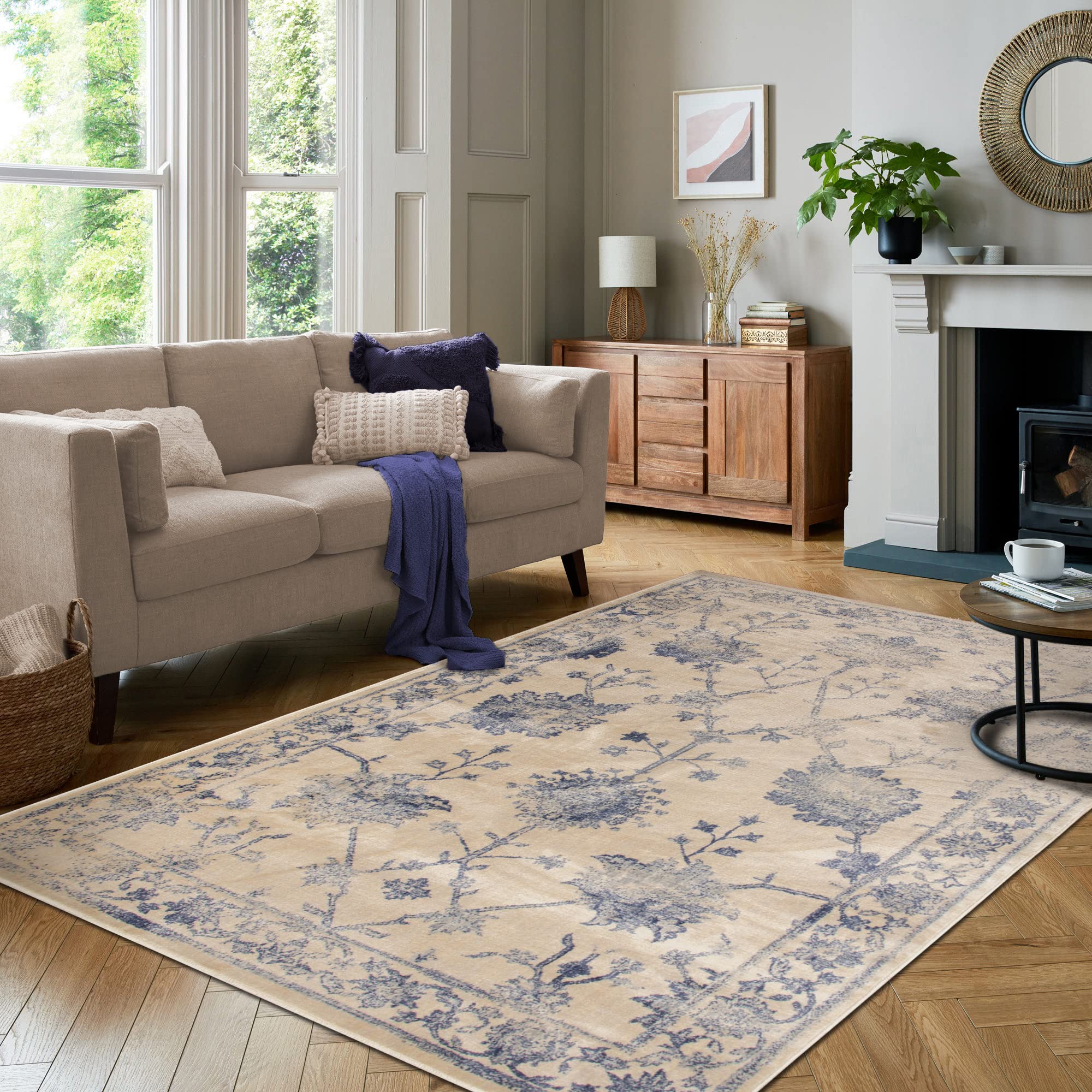 Premium 7.8' x 10' Cream Area Rug - Soft Plush Shag Carpet for Living Room, Bedroom & Office - Non-Slip Backing, Easy to Clean, Durable Home Decor