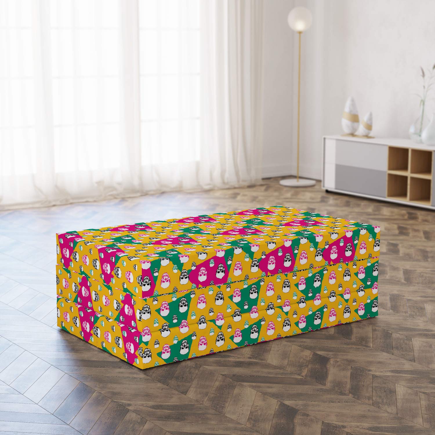 Ambesonne Geometric Foldable Mattress - Triangle Head Bones Design, 78.7