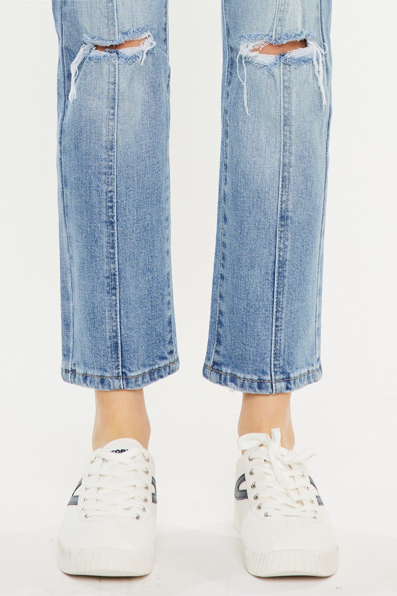 Marley High Rise Slim Straight Leg Jeans for Women - Comfortable Stretch Denim Pants - Perfect for Casual Wear, Office & Date Nights