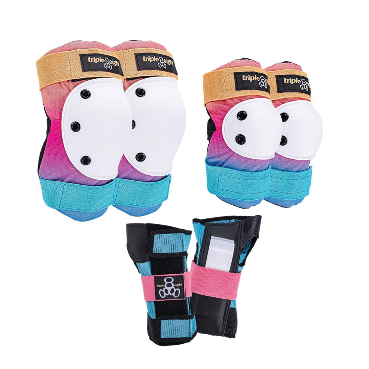 Triple 8 Junior Tri Pack Saver Series - 3-Pack Kids Knee Pads, Elbow Pads & Wrist Guards Set for Skateboarding, Roller Skating & Scooter Riding - Protective Gear for Safe Outdoor Sports & Play