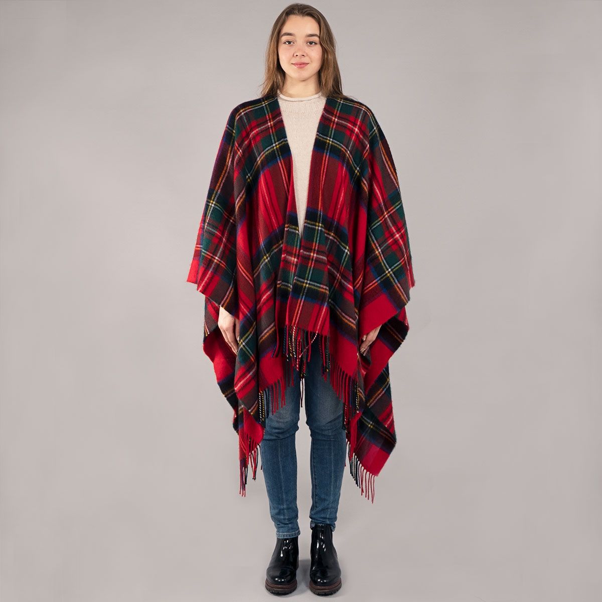 Alice Stewart Royal Modern Lambswool Serape Wrap - Soft Wool Shawl for Women, Elegant Poncho Scarf for Fall & Winter - Perfect for Office, Travel and Outdoor Activities