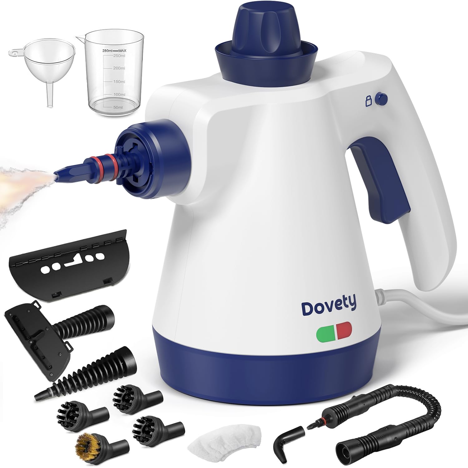 Powerful Handheld Steam Cleaner for Home - 12 Accessories Included, Multi-Surface Cleaning for Car, Bathroom, Shower & Windows | Removes Grime & Grease | Safe with Lock Feature | Perfect for Deep Cleaning Kitchens, Floors & Upholstery