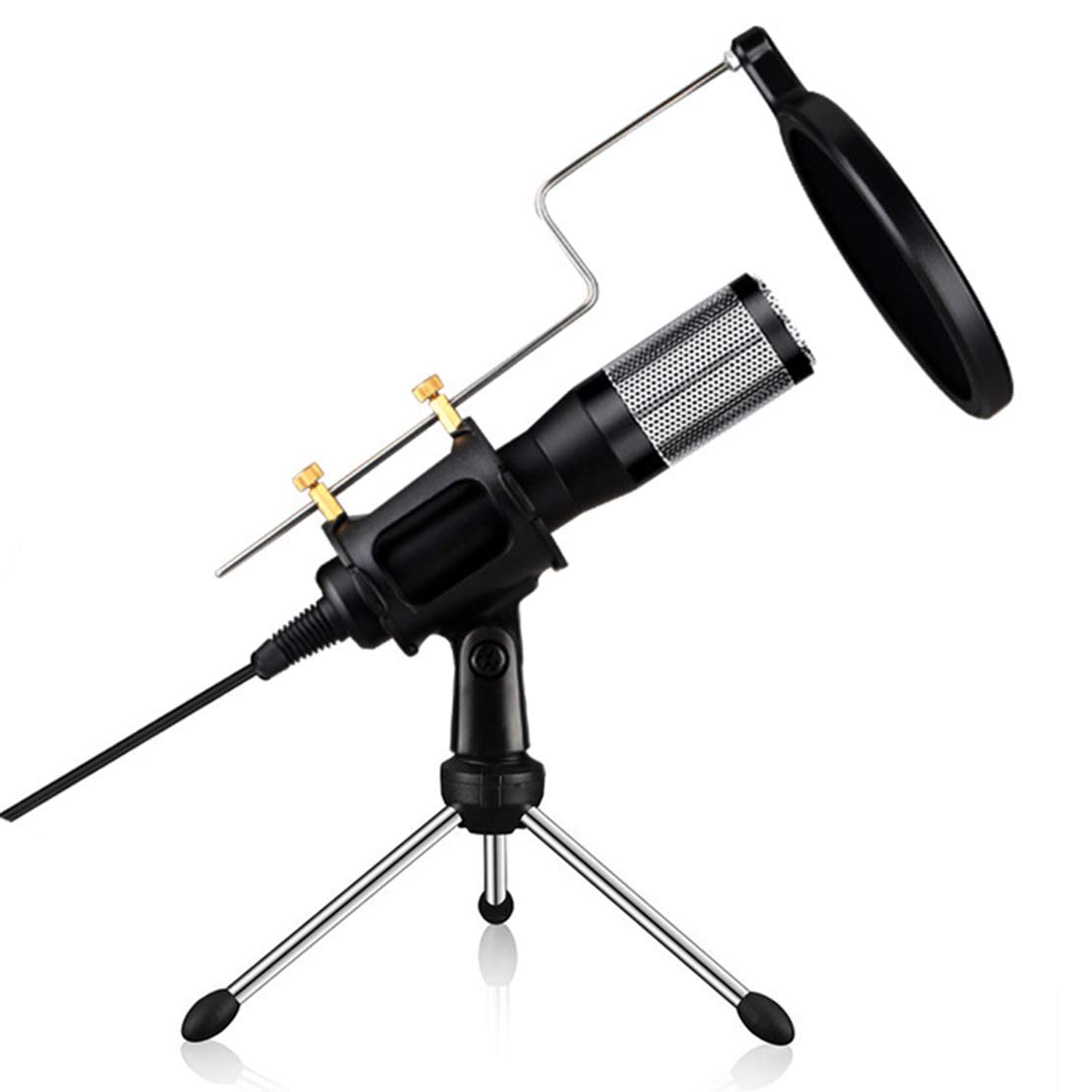 AKT Live Show Condenser Microphone - Professional Studio Recording Mic with Mini Stand for Laptop, PC, Tablet - Perfect for Podcasting, Streaming & Voice Overs