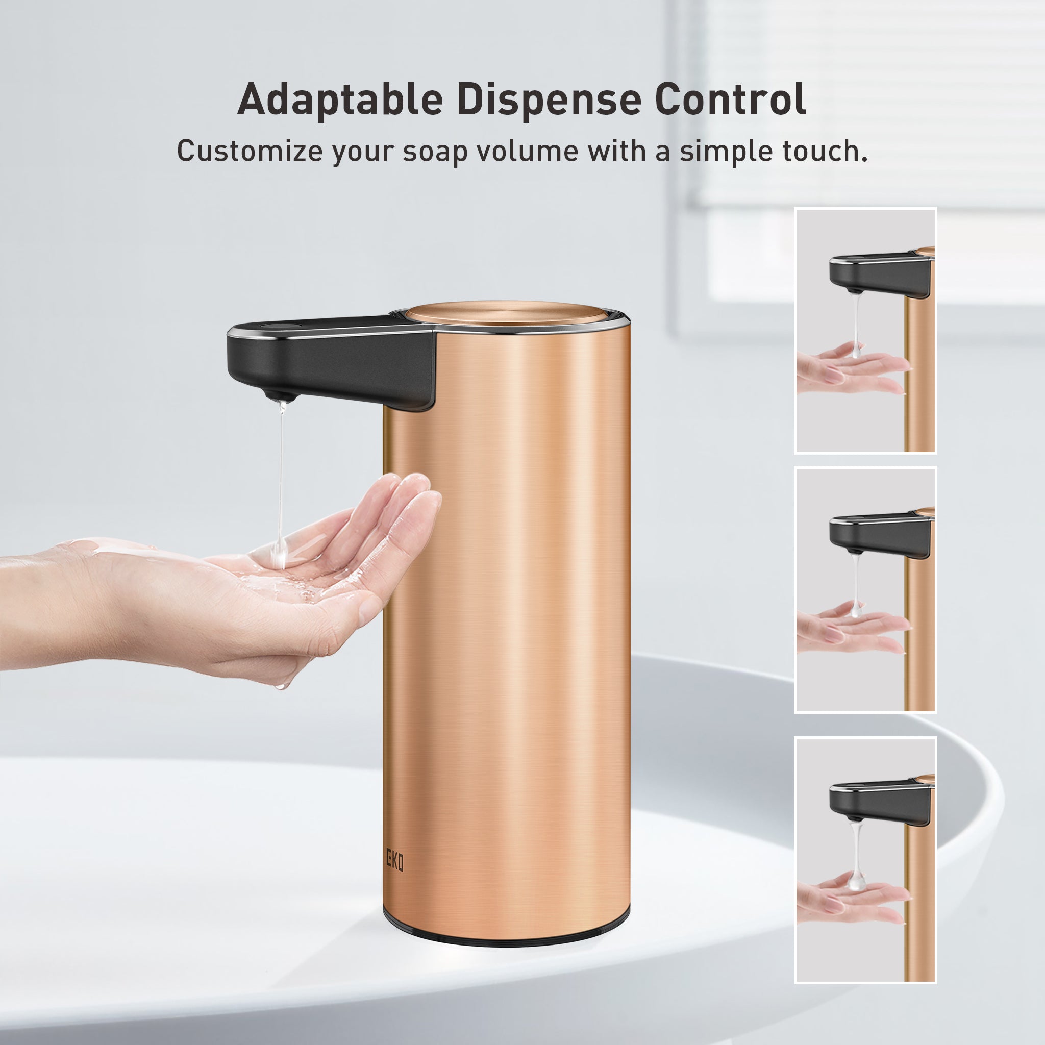 Premium Automatic Smart Soap Dispenser - Touchless, Rose Gold Finish for Bathroom, Kitchen & Office - Hygienic Hand Wash Solution