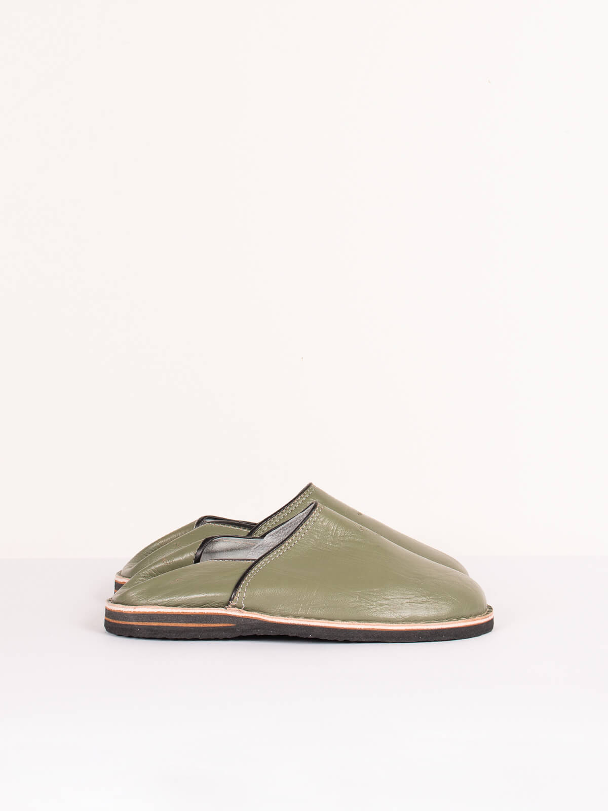 Authentic Moroccan Berber Babouche Slippers - Handmade Leather Olive Green House Shoes | Comfortable & Stylish for Home, Lounge & Cultural Fashion