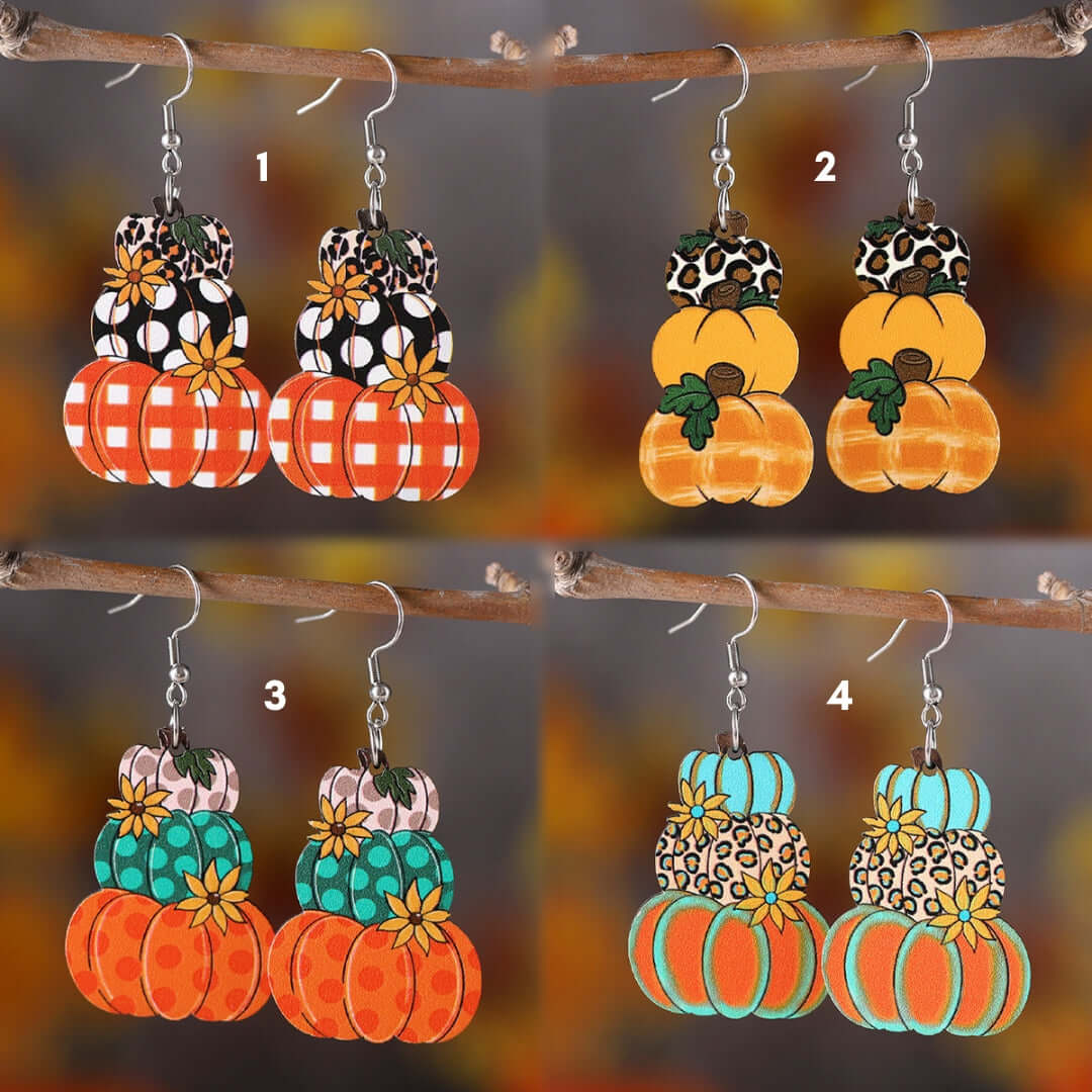 Polka Dot Pumpkin Fall Thanksgiving Woven Drop Earrings for Women | HE3225 | Perfect for Autumn Parties, Thanksgiving Gatherings & Holiday Festivities