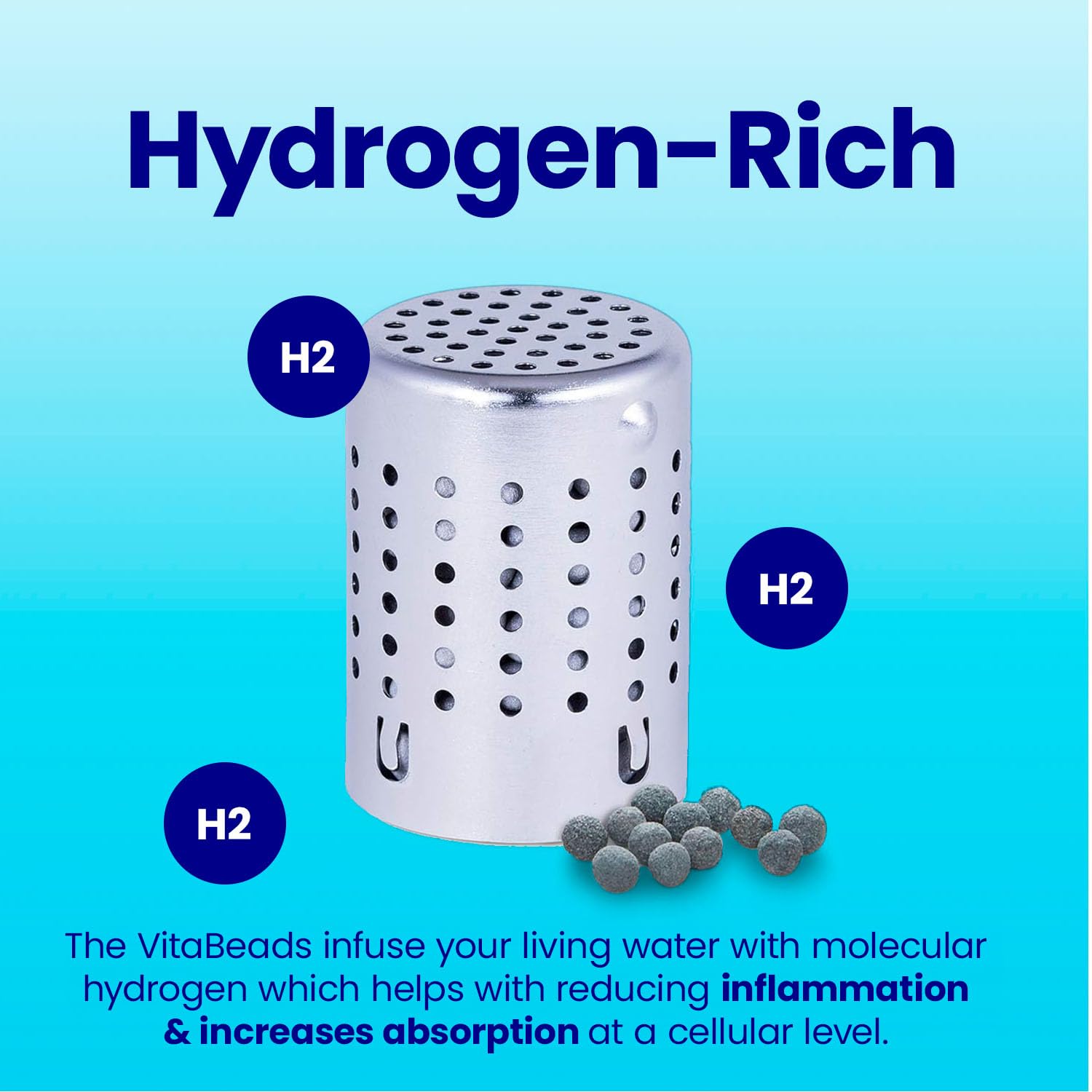 DYLN VitaBead Diffuser - 8 Pack Alkaline Water Bottle Replacement | pH 9+ Hydrogen-Rich Mineral Ionizer for Antioxidant Infused Water | Perfect for Hydration, Sports, Travel & Healthy Lifestyle