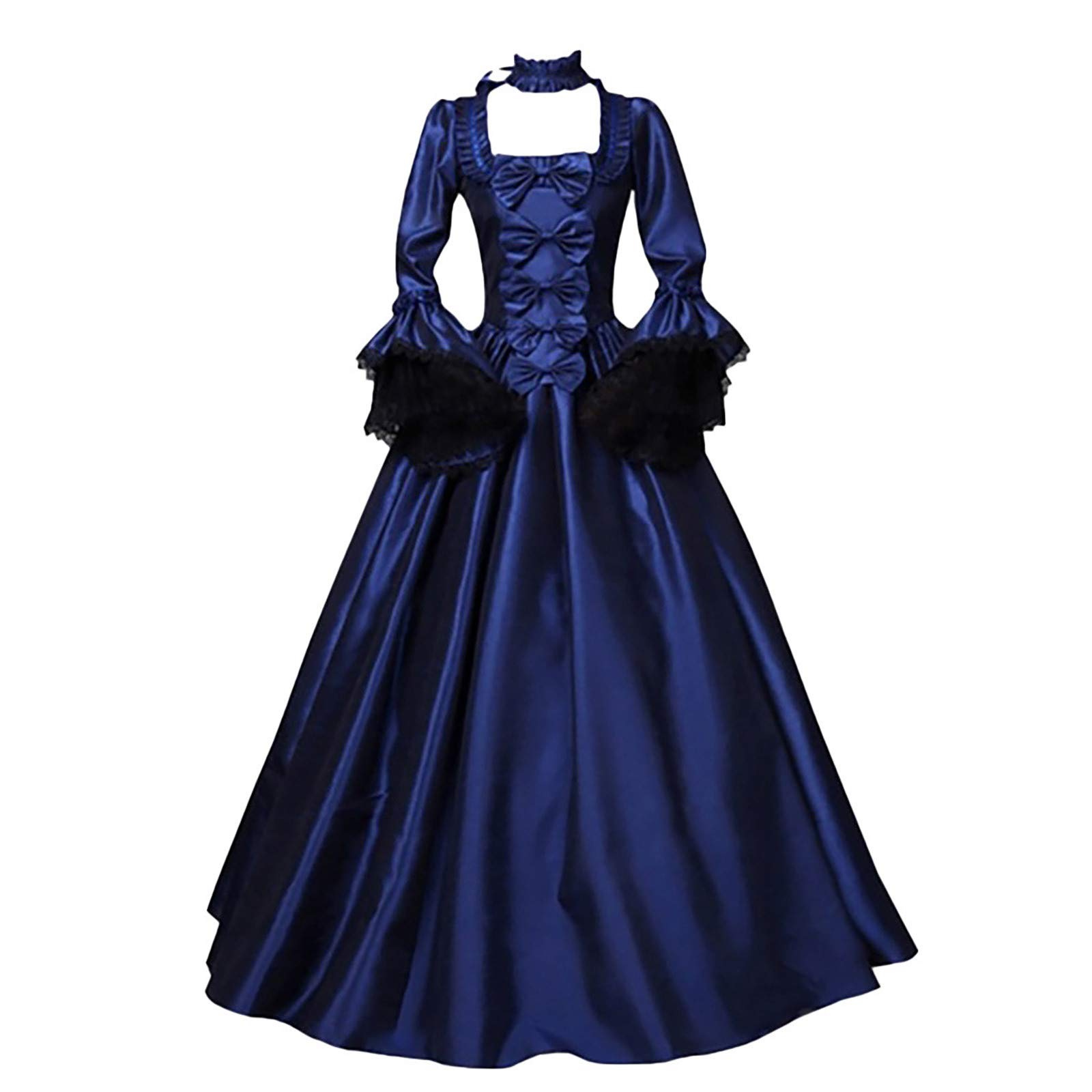 Elegant Retro Medieval Renaissance Wedding Guest Dress for Women - Long Sleeve Lace Palace Gown with Flared Skirt | Perfect for Renaissance Faires, Historical Reenactments & Themed Weddings